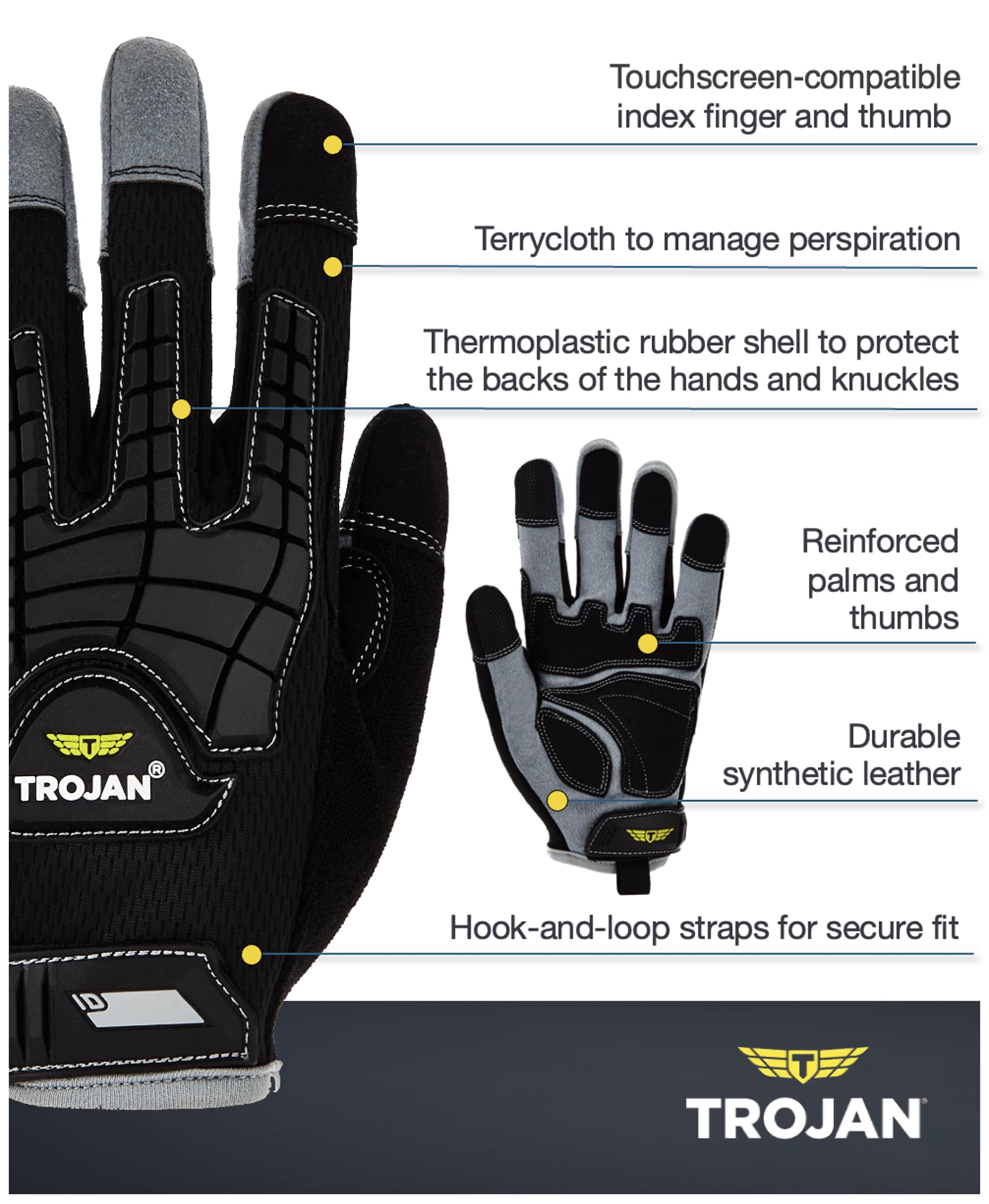 TROJAN Shell Reinforced Work Gloves Size 10