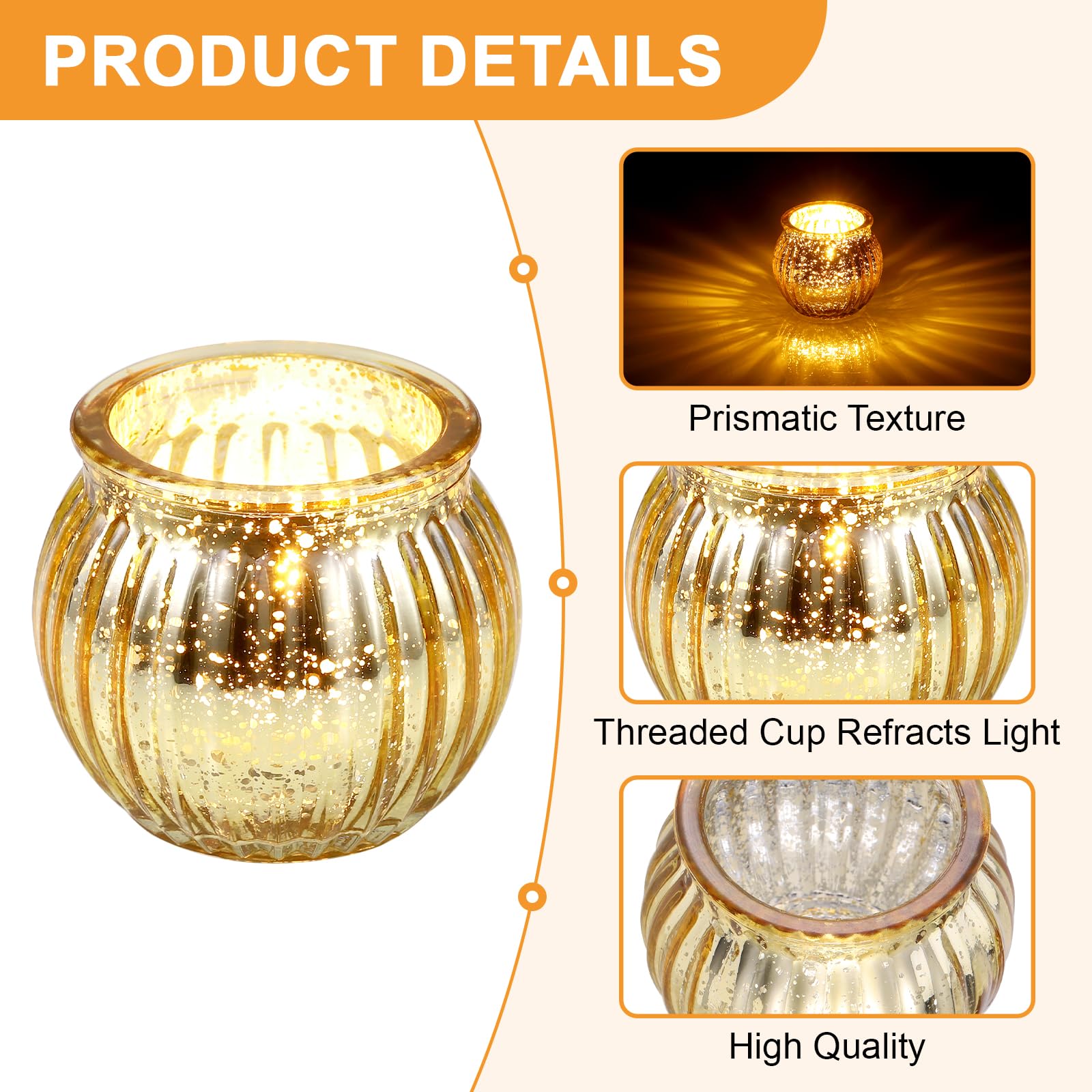 Hejo 12 Pezzi Portacandele Votivi per Candele Tea Light,Oro Vasetti Vetro Piccoli per Candele Tealight,Porta Candele per Centrotavola Matrimonio,Festa di Compleanno, Decorazione Domestica (6cm * 6cm)