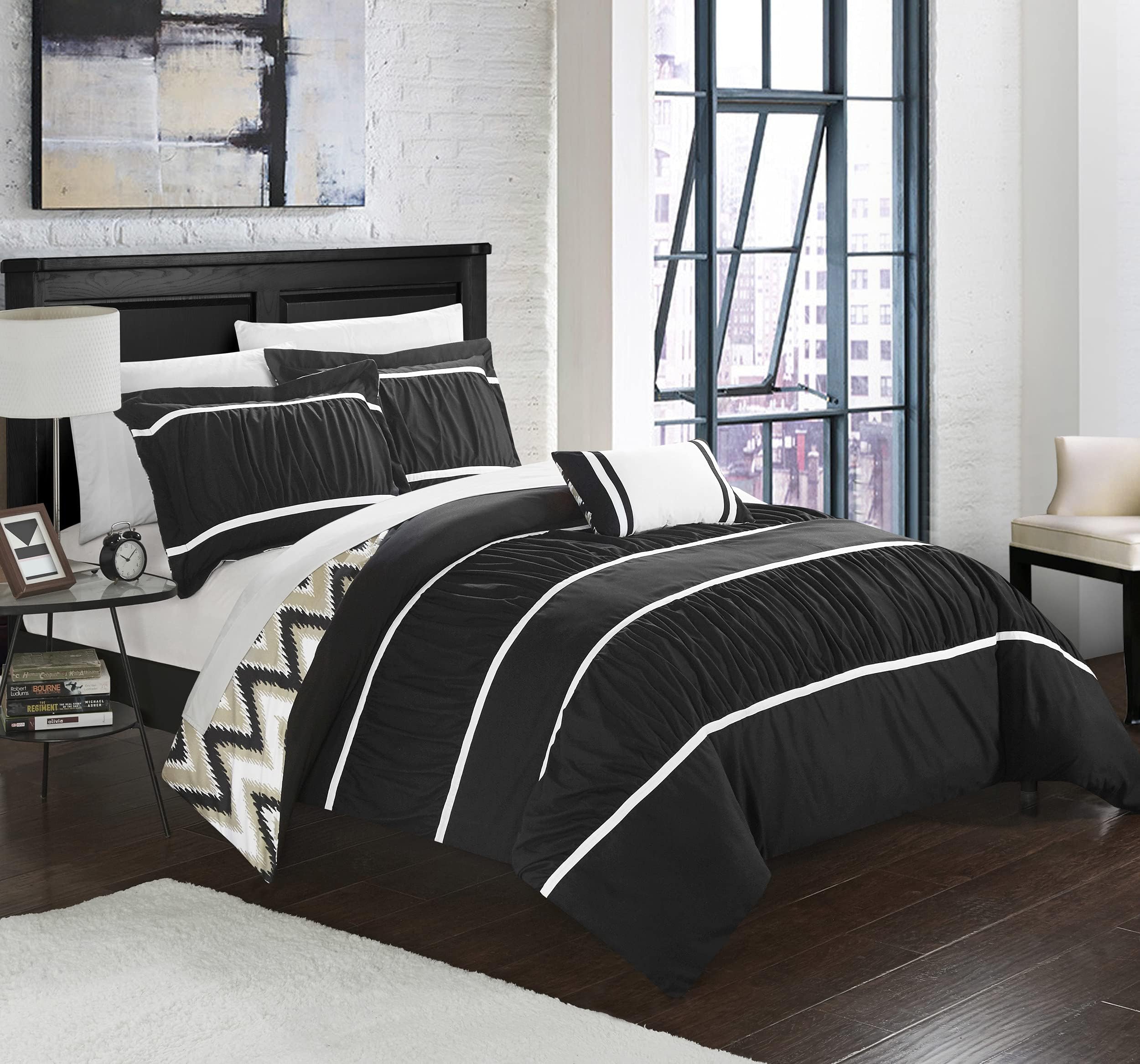 Chic Home Bella 4 Piece Bedding Set, Full/Queen, Black