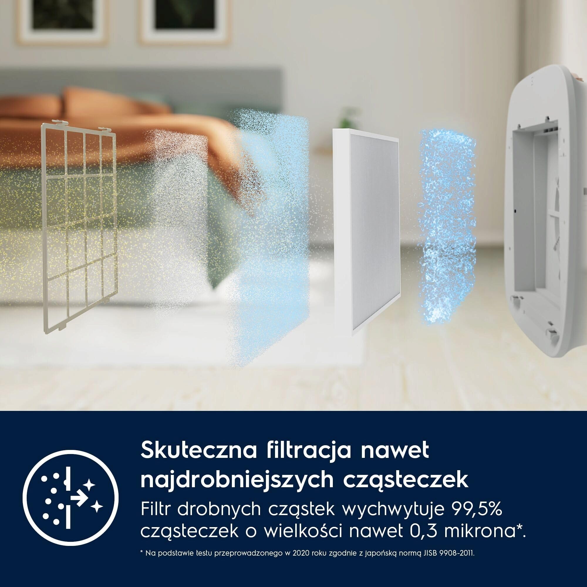 Electrolux BREATHE Filtr Przeciwpyłkowy Model EFWBTH3, Filtr pyłkowy do oczyszczania powietrza Well A5 & A7, Minimalizuje reakcje alergiczne, Aplikacja pokazuje, Kiedy należy wymienić filtr, Biały