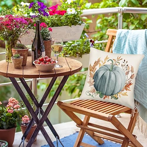 Miniatura 8 de Fundas de almohada de calabaza de otoño de 18 x 18 pulgadas, hojas de arce, fundas de almohada individuales para decoración de casa de campo,