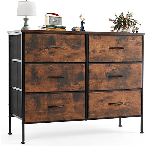 OLIXIS Dresser for Bedroom with 6 Drawers, Wide Fabric Dresser for Storage and Organization, Bedroom Dressers, Chest of Drawers for Living Room, Closet