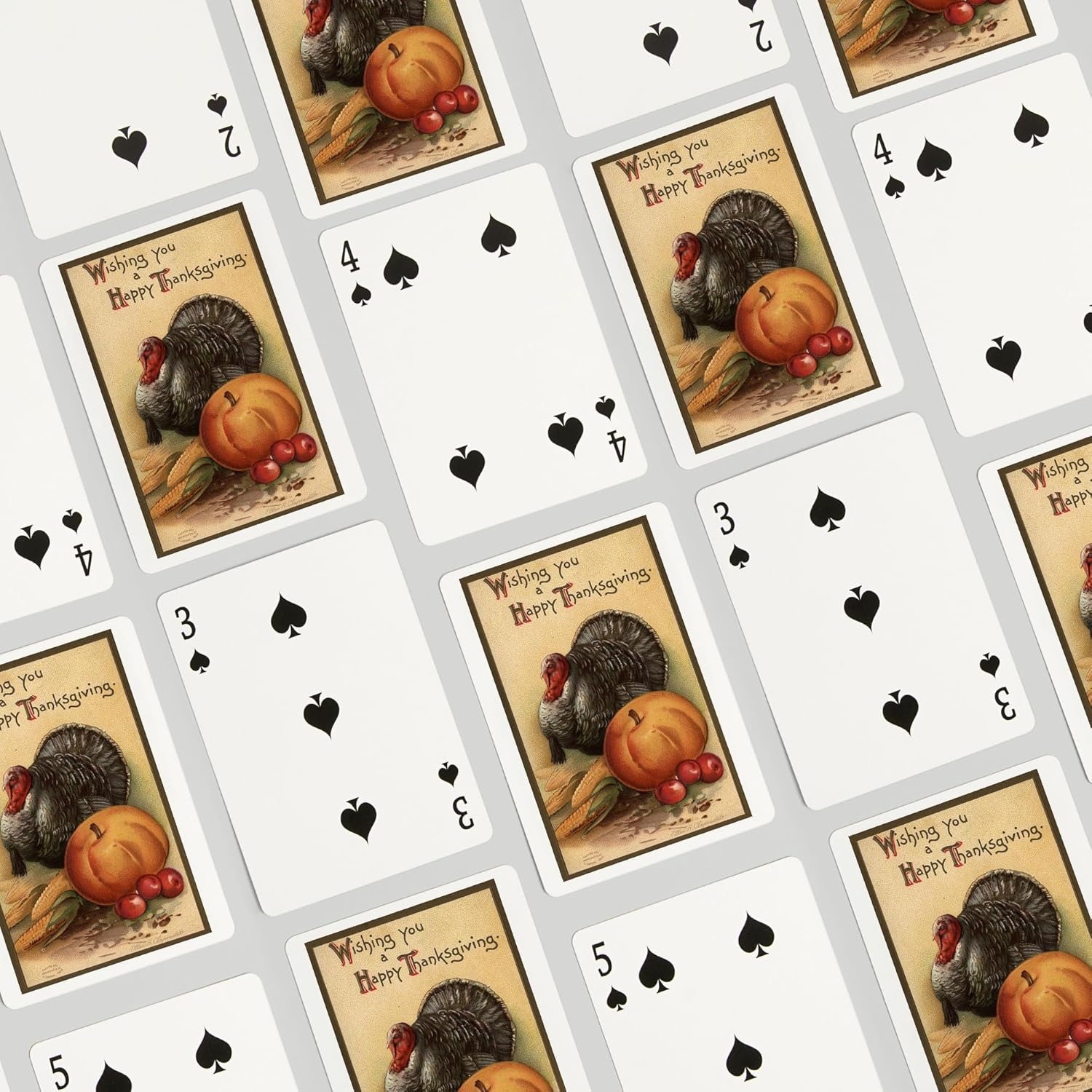 Lantern Press Wishing You a Happy Thanksgiving, Turkey and Produce #1, Vintage Holiday Art, 52 Playing Cards for Adults, Poker Size Card Deck