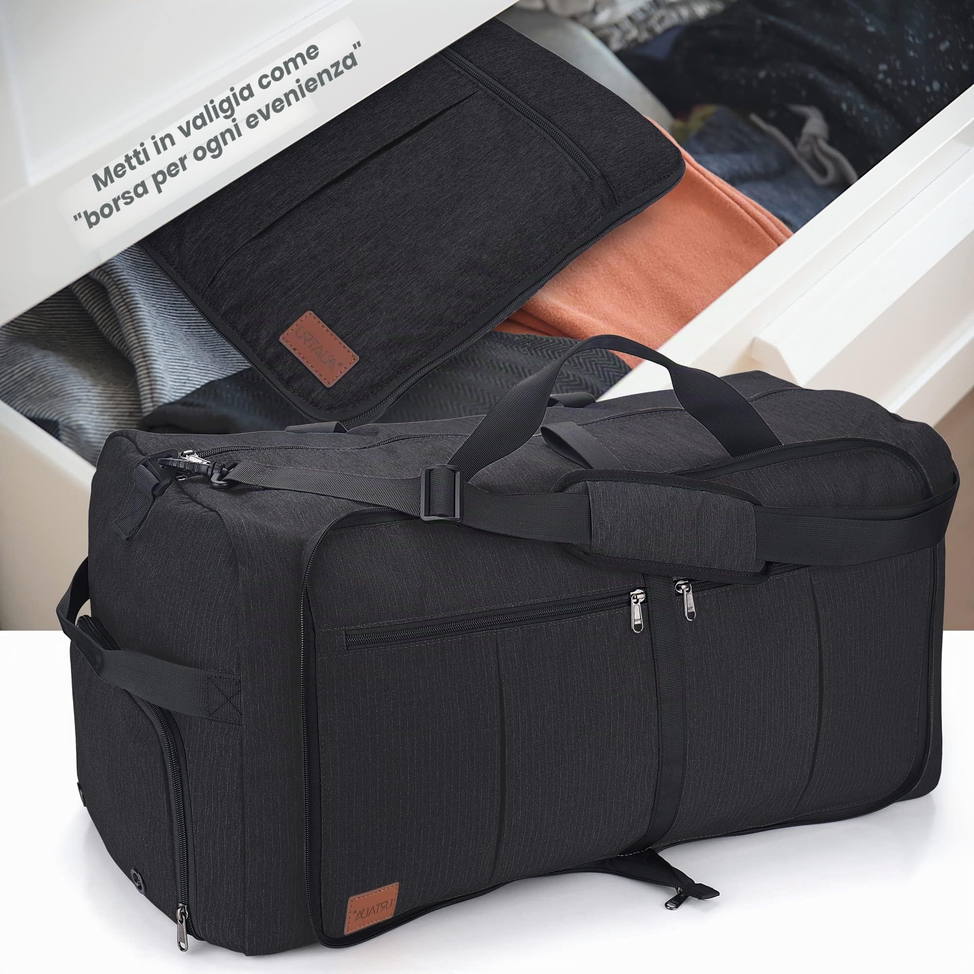 Urtala 120L Borsone da Viaggio Borsone Palestra Uomo Donna, Borsa Sportiva con Scomparto per Scarpe e Tracolla, Leggero e Impermeabile