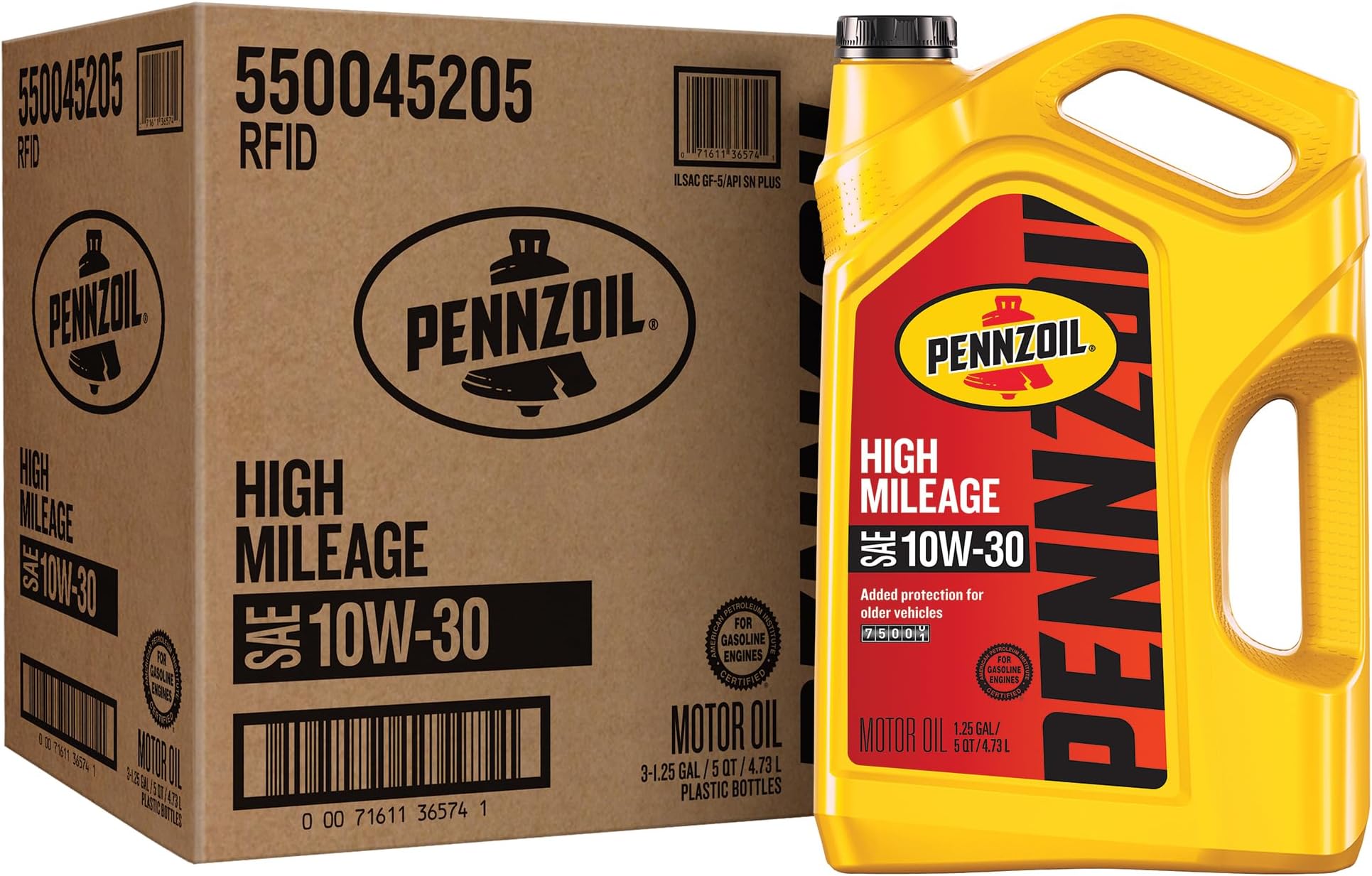 High Mileage 10W-30 Motor Oil, 5 Quart (3 Pack)