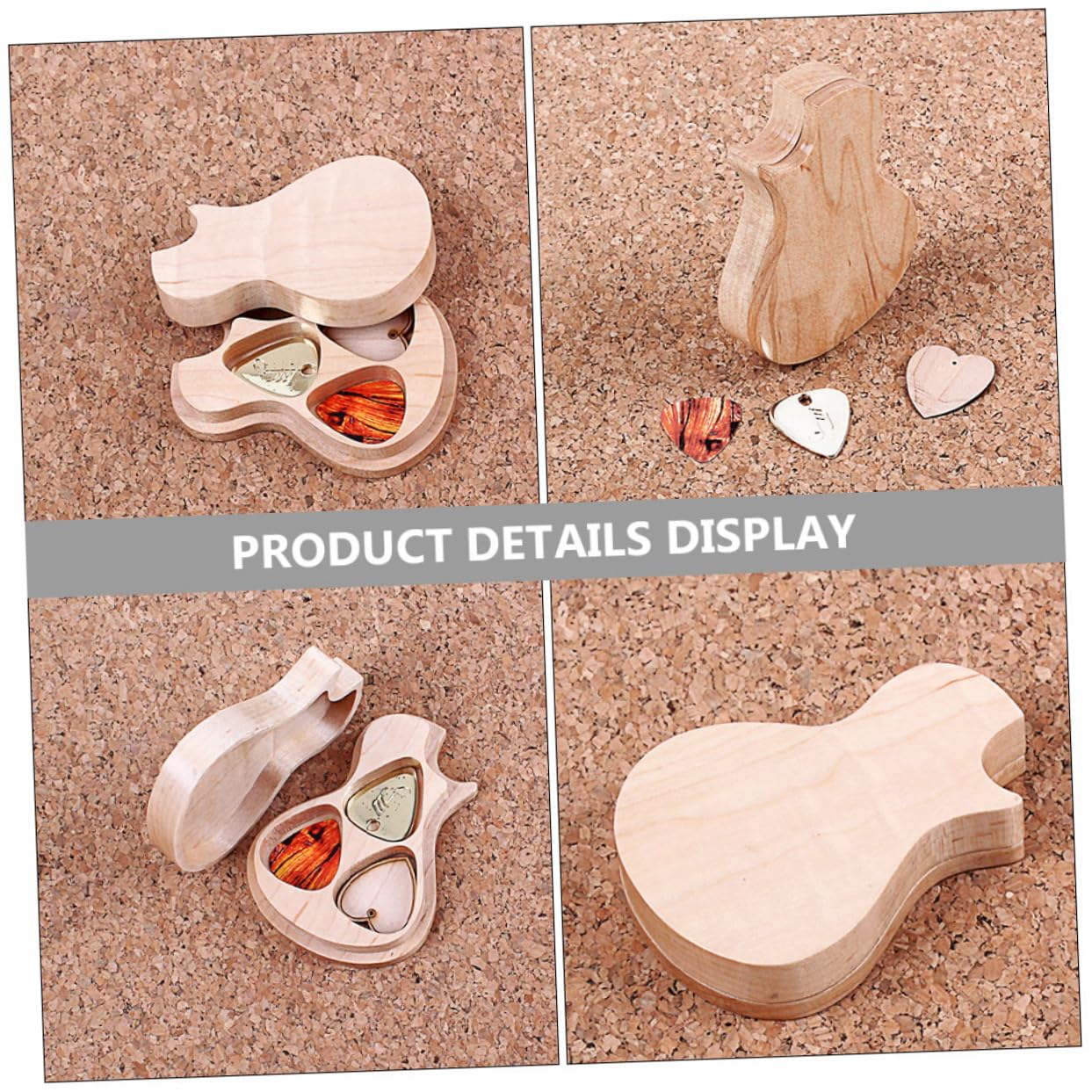 ifundom Estuche para Púas de Guitarra Forma de Guitarra, Madera de Arce, 3 Púas, Adecuado para Regalos Musicales
