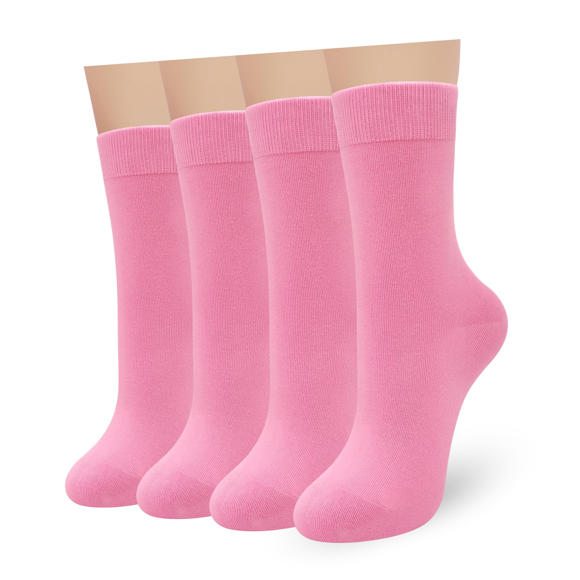 Lot de 4 paires de chaussettes fines en viscose de coton peigné pour femme - Respirantes et douces - Cadeau confortable