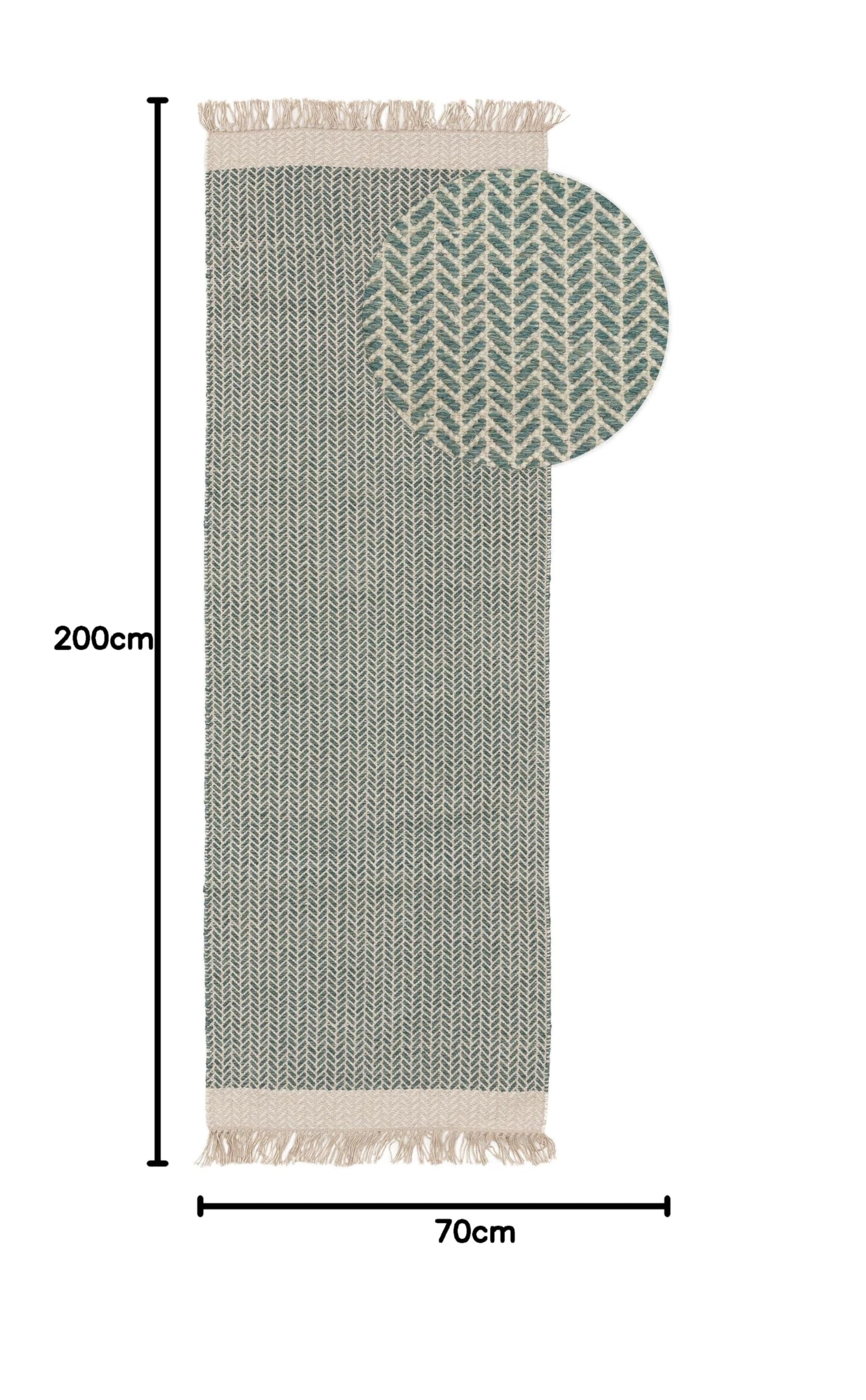 benuta Pure Wollteppich Kim - Mint 70x200 cm - Baumwolle,Wolle - Läufer & im Style: Ikat, Hygge & Cozy, Minimalistisch - Pflegeleicht für Wohnzimmer Schlafzimmer Flur Terrasse Balkon