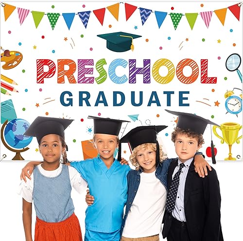 Miniatura 5 de Decoraciones de fiesta de graduación preescolar, telón de fondo para jardín de infantes, pancarta de graduado para niños, prekínder felicitaciones,