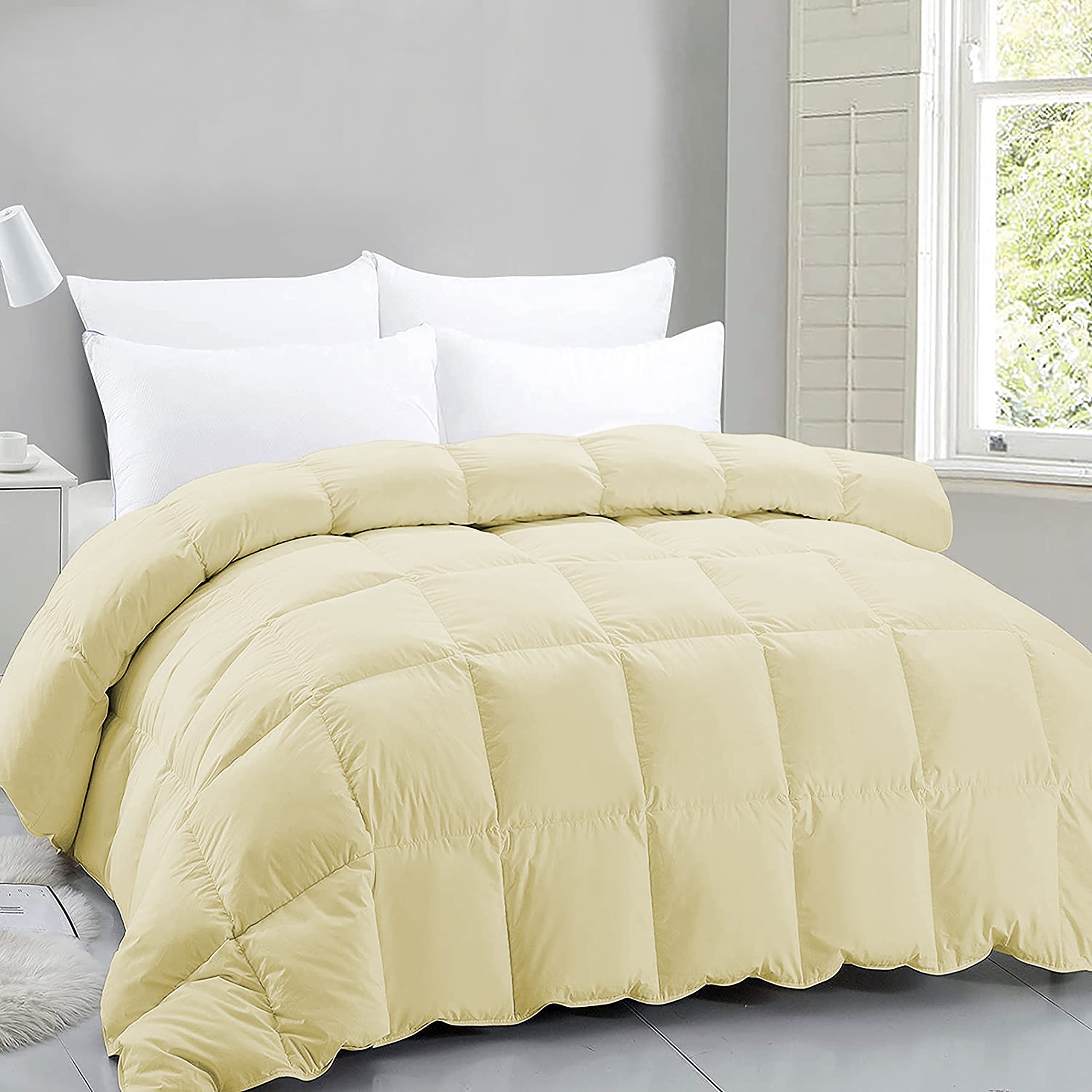 Machine Washable Comforter Double Bed Double Size Microfiber 400 GSM Winter Comforter (90" x 100" Inches/228cm x 254cm) Blanket/Quilt/Rajai - Double Size Comforters | Ivory-image-47