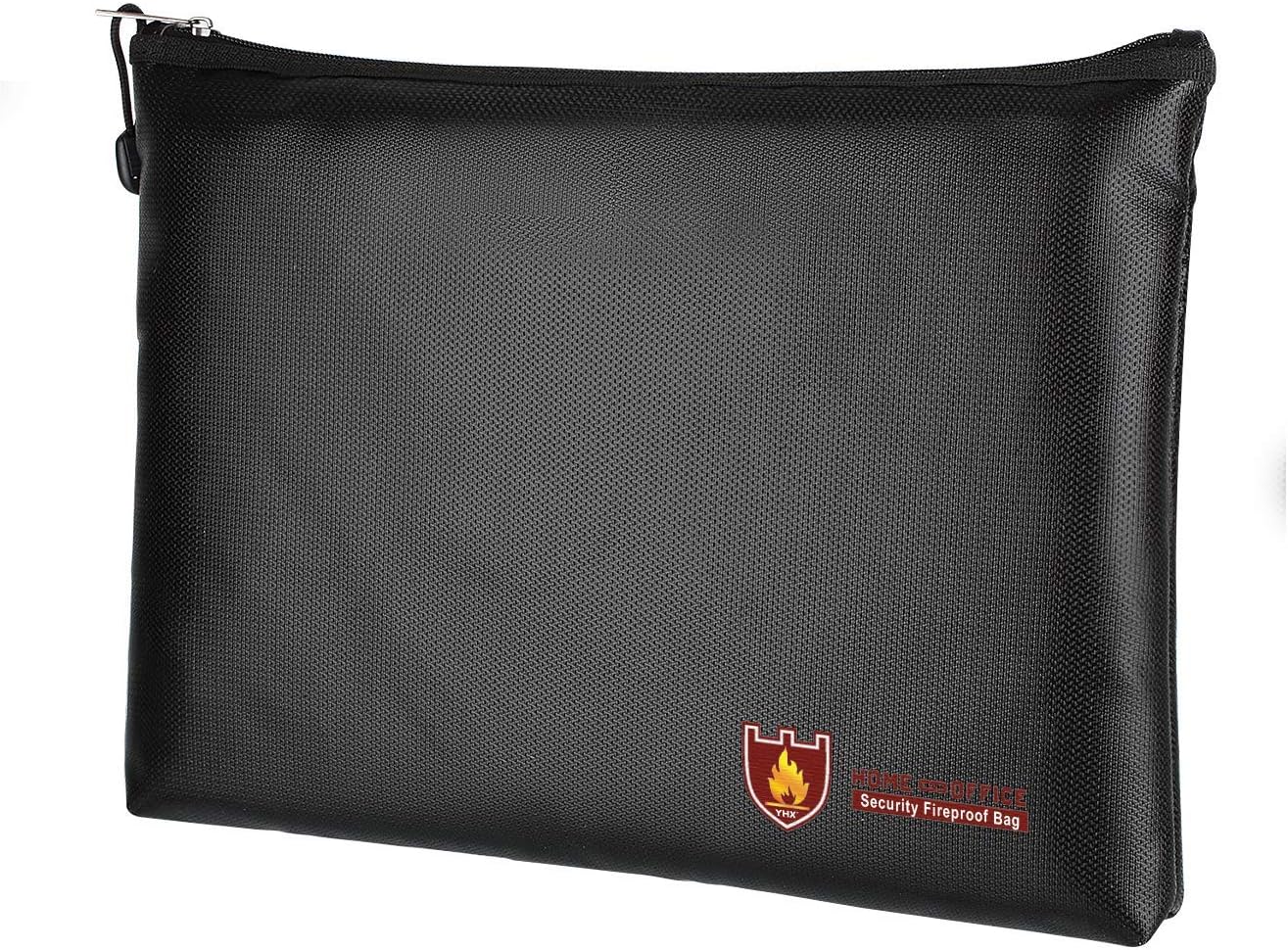 Fireproof Document Bags, A4 Size Waterproof & Fireproof Safe File Pouch Bag with Fireproof Zipper Envelope for Bank Home Cash Money Cards Jewelry Passport and Legal Document Storage (Black)