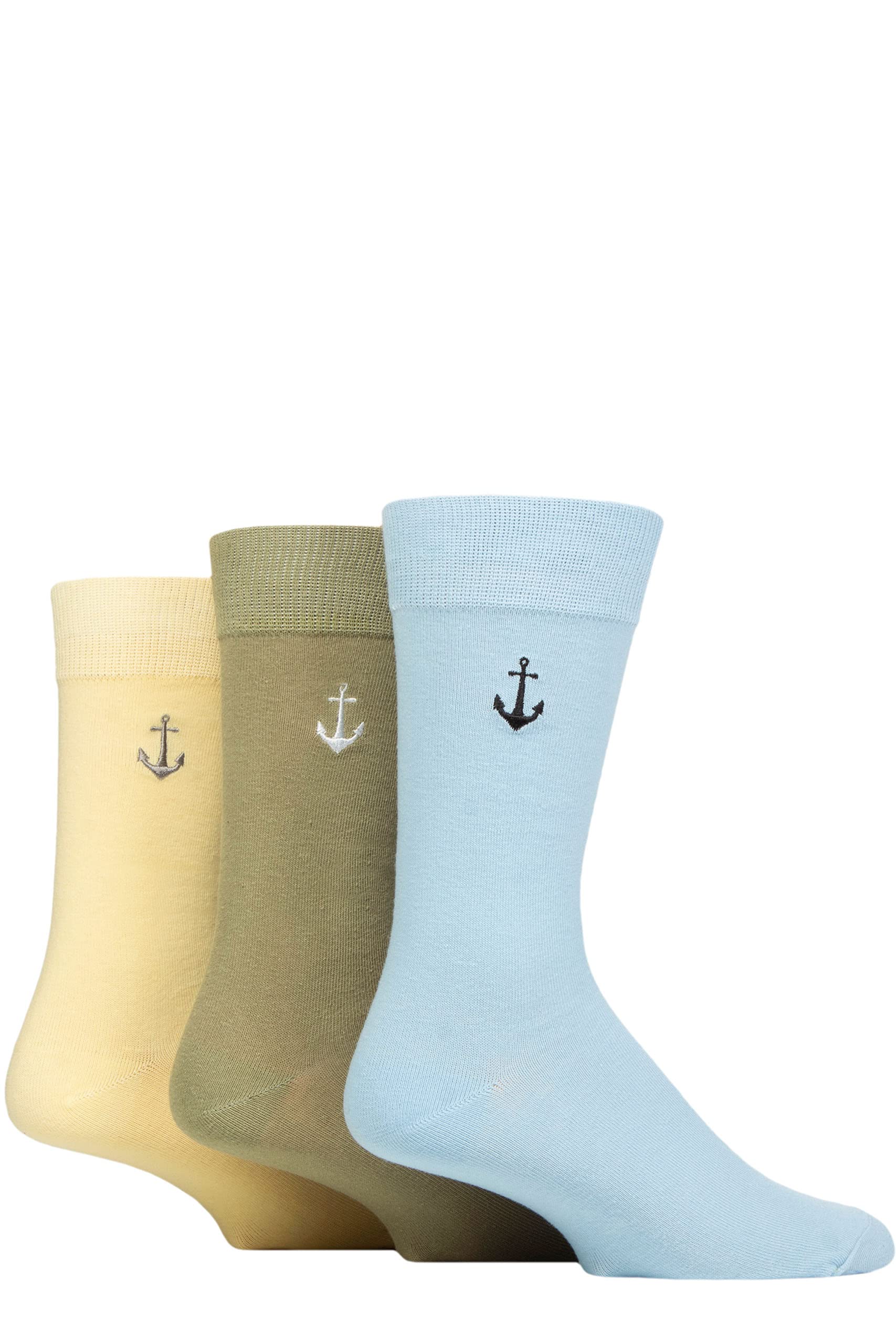 Sockshop Men's Anchor Wildfeet Embroidered Socks Pack Of 3 7-11