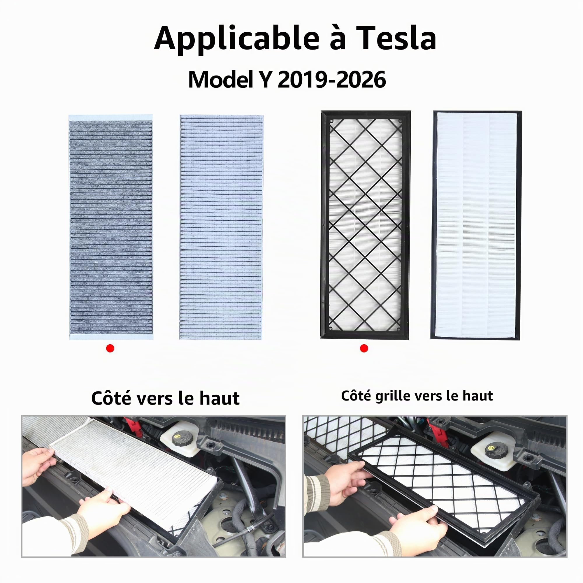 Arcoche Filtre d'air hépa externe avec charbon actif Für Model Y 2019-2026 | 4 pcs Filtre d'air hépa externe avec charbon actif, filtre d'air de remplacement pour Tesla Model Y Juniper Bio-Defense Mode