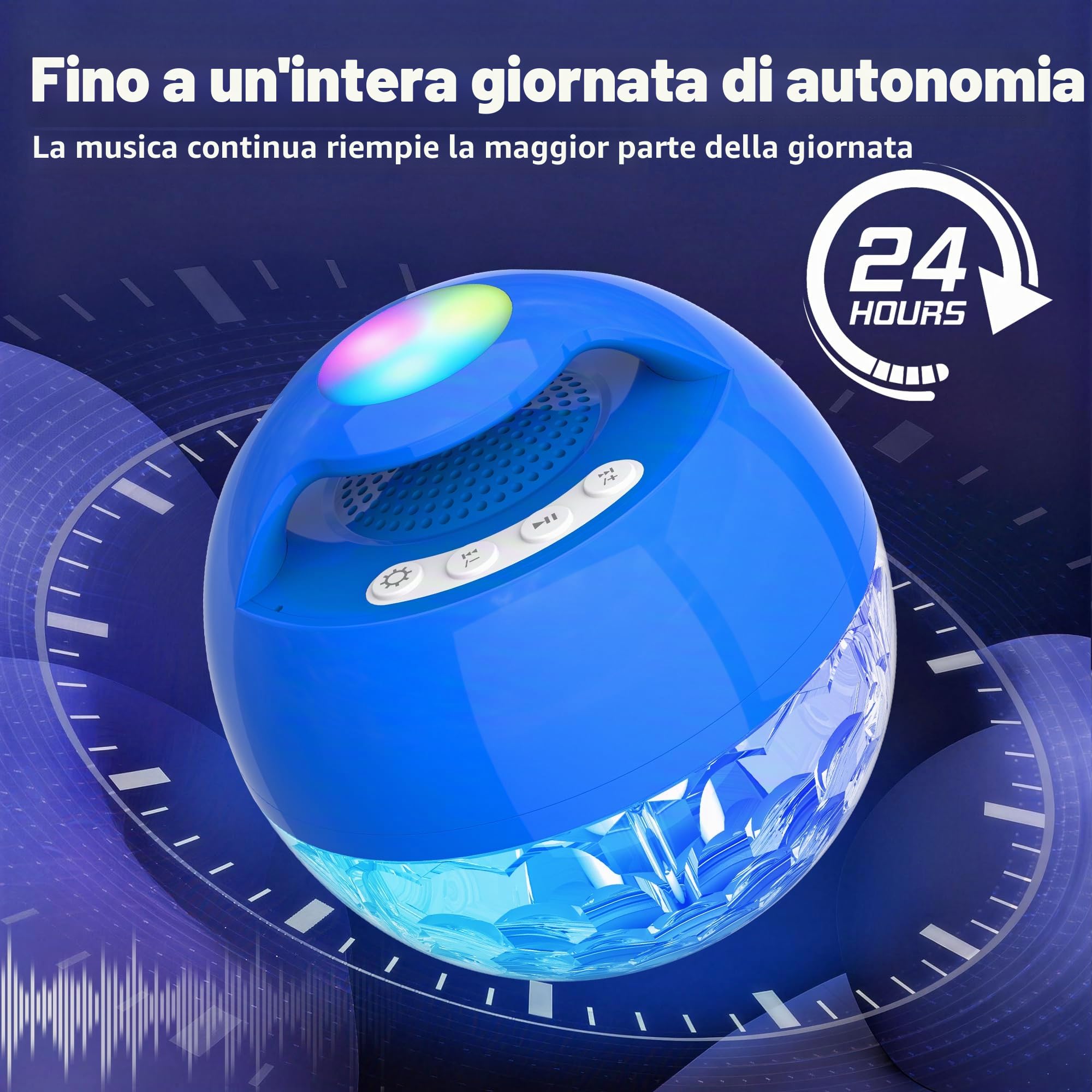 KingSom Altoparlante per Piscina con Luminosa,Altoparlante Bluetooth Piscina,Cassa Bluetooth Impermeabile IP68 Altoparlante Bluetooth Galleggiante,Audio stereo,BT5.4,Cassa Bluetooth Doccia