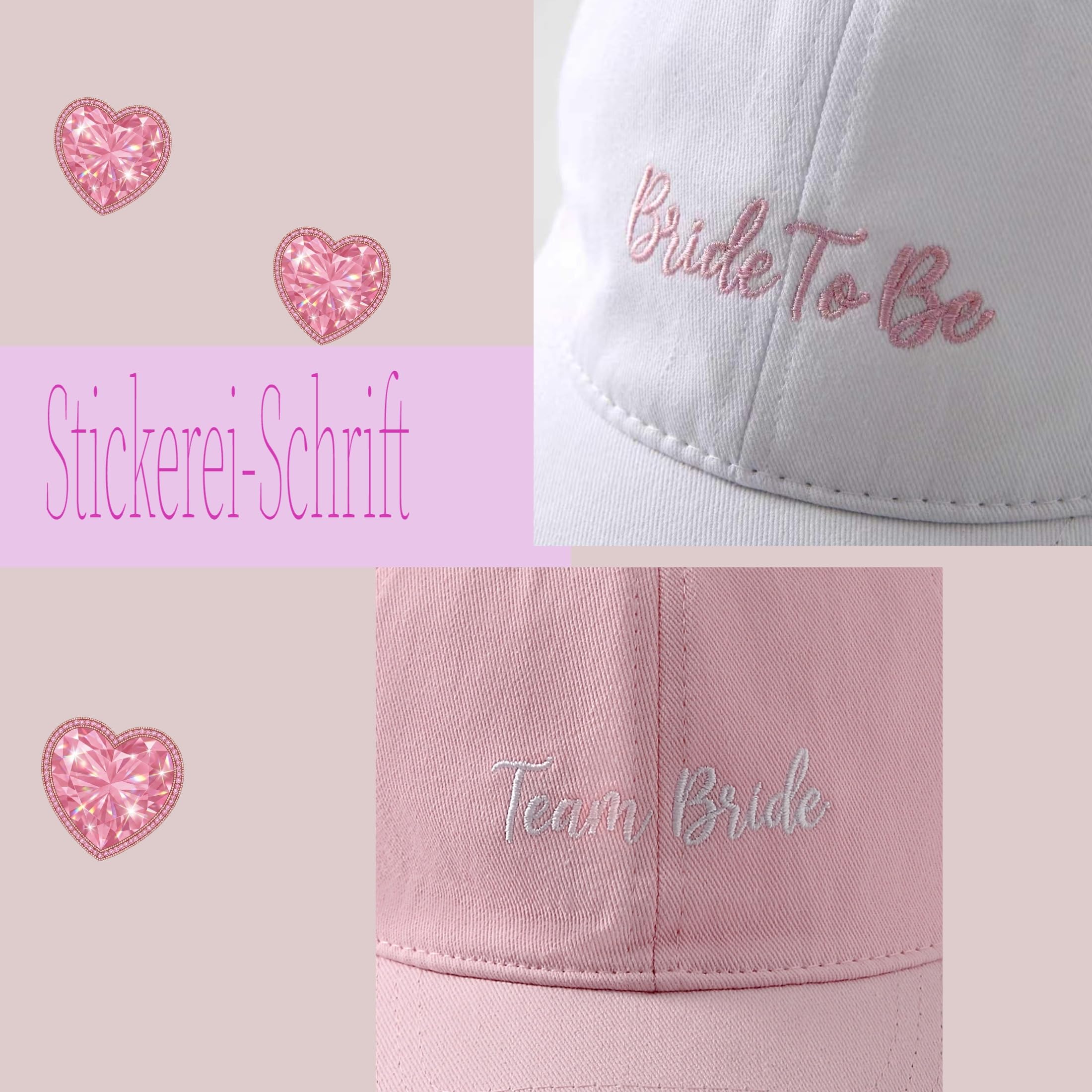 JGA Caps Set (8er Pack) – 1x Weiß mit „Bride to be“ & 7X Rosa mit „Team Bride“ Aufschrift – Junggesellinnenabschied Accessoires & Deko für Frauen