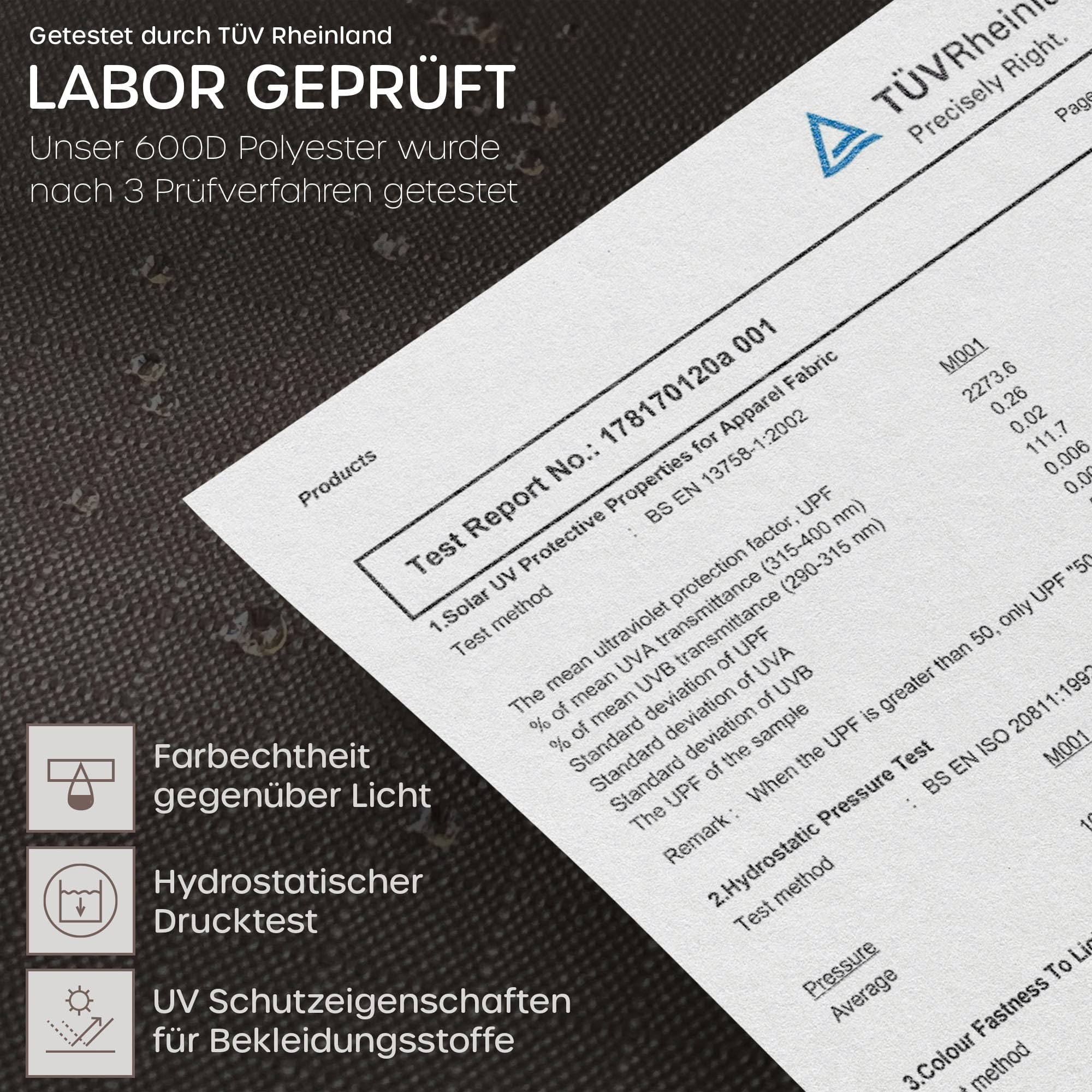 Schutzhülle Winterfest Rund für Gartentisch - RipStop-Technologie, 600D Oxford, Reißfest & UV-Beständig, Abdeckung Wasserdicht für Outdoor Möbelsets, Ø 230x100cm