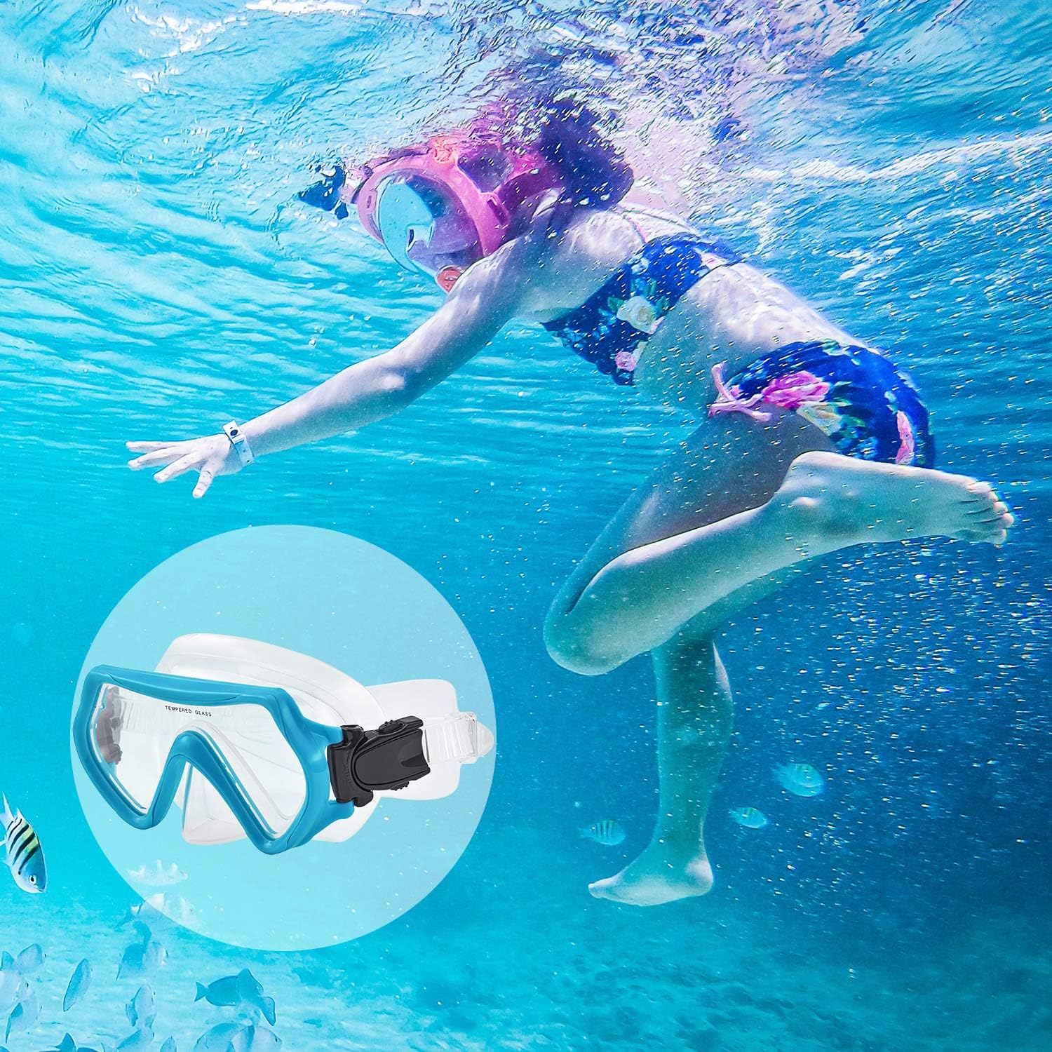 Seals Dry Snorkel Set for Kids Youth Junior, Anti-Fog Tempered Glass Snorkeling Mask, Anti Leak Snorkel Gear with Silicon Mouth Piece, Purge Valve for Snorkeling, Swimming, Diving : Sports & Outdoors