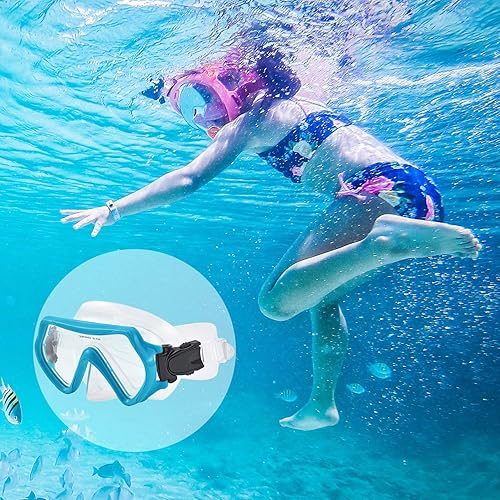 Miniatura 7 de Seals Juego de esnórquel seco para niños y jóvenes, máscara de esnórquel de vidrio templado antivaho con equipo de esnórquel antifugas con pieza de
