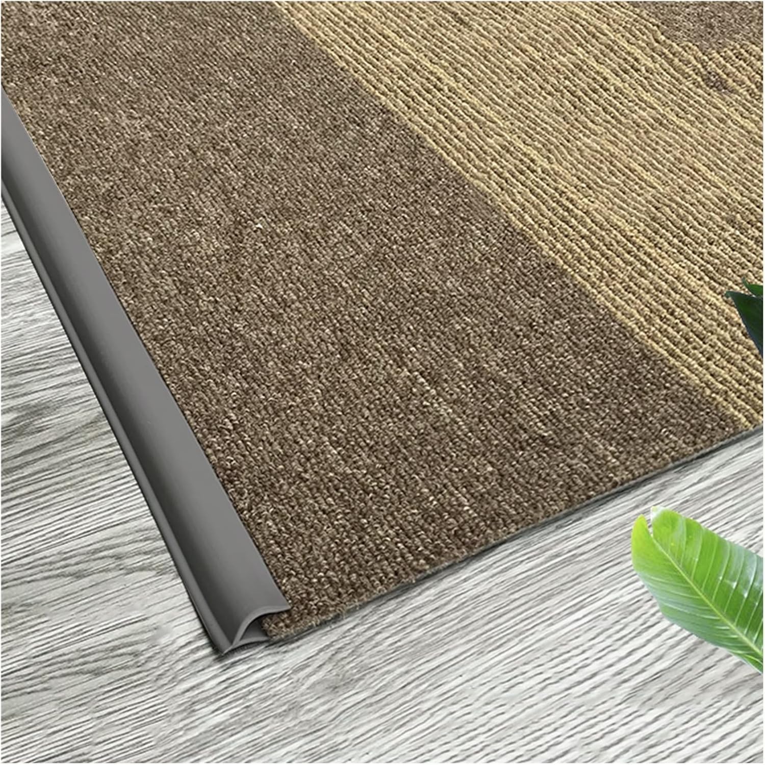 PVC Waterproof Floor Transition Strip for Carpet to Tile,Flexible Soft Carpet Edge Strips Self Adhesive, P Molding Doormats Wrapping Strip(Gray,1m(3.3ft))