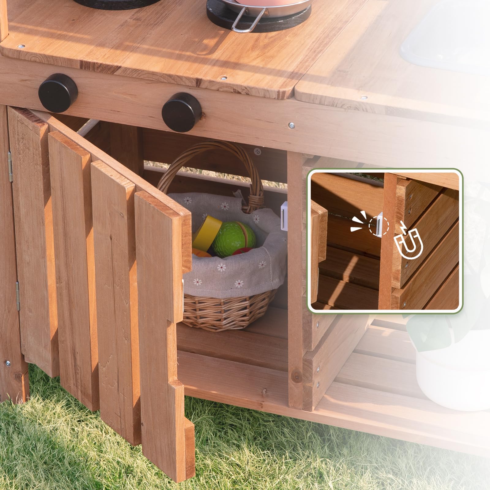 OOOK Cuisine Exterieur en Bois Enfant, Deluxe Cuisine Exterieur Enfant