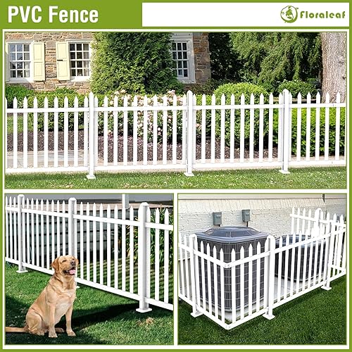 Miniatura 2 de Valla de vinilo blanco de 36.5 pulgadas de alto x 84 pulgadas de ancho, panel de valla decorativo temporal recto con 20 estacas para patio, patio,