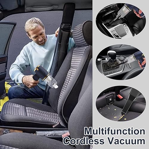 Miniatura 2 de Kairiyard Aspiradora de automóvil, aspiradora portátil inalámbrica con 14000 PA potente succión inalámbrica para automóviles y plumero de aire 2 en
