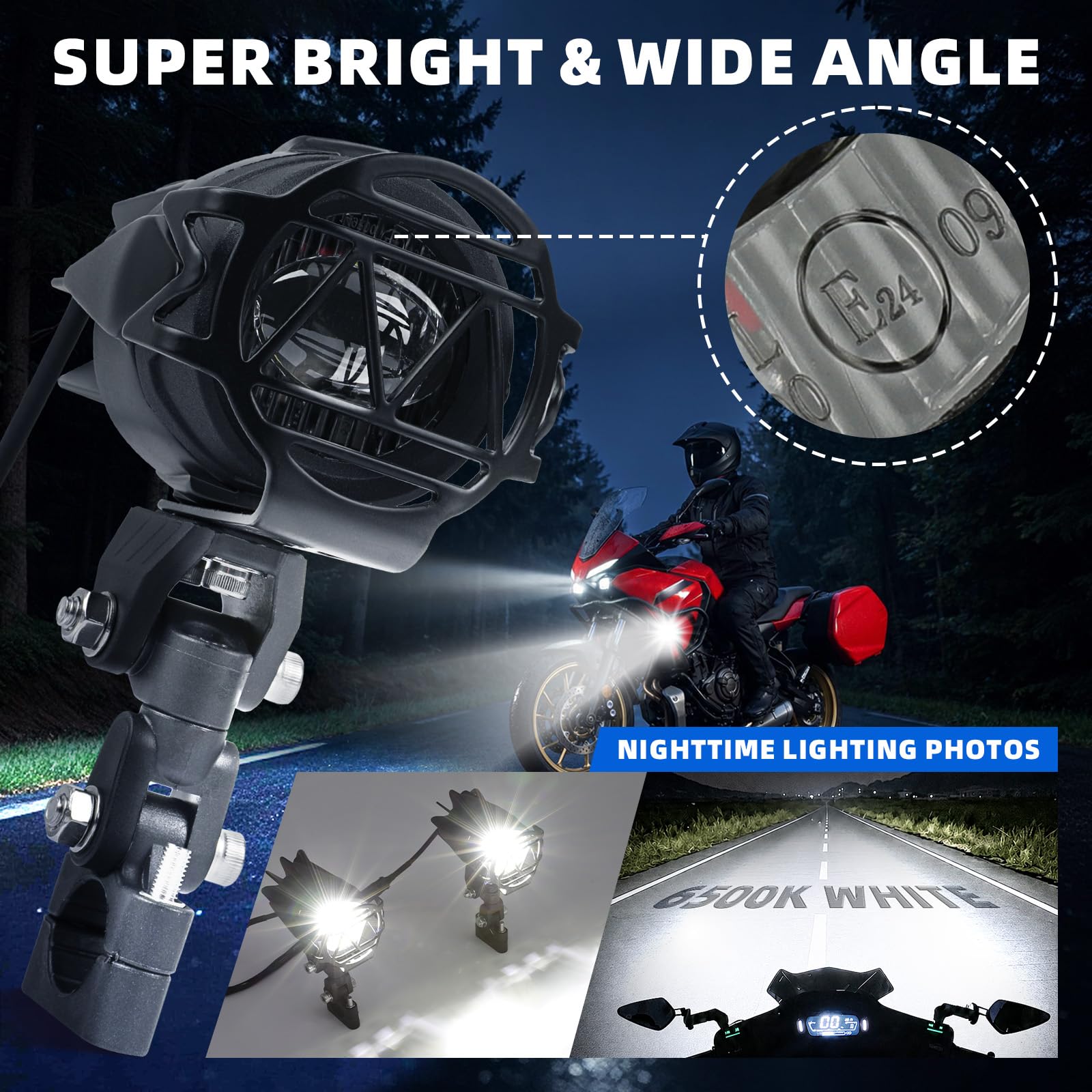 DREAMIZER Faretti Moto Supplementari LED 40W 4000LM, Faro Moto Omologati E IP67 Impermeabili, Luci Anteriori 9-60V Universali Compatibile con Scooter, Cross, E-Bike, Motoslitta, ATV, UTV
