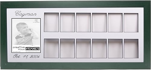 Miniatura 5 de Marco de fotos personalizado para los primeros 12 meses de 12 meses para bebé, 12 x 22 pulgadas, color azul caramelo con soporte y colgador