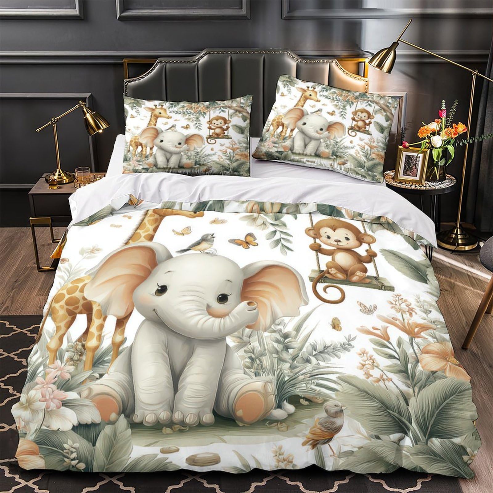Housse de couette animaux 3D 135x200 microfibre pour fille