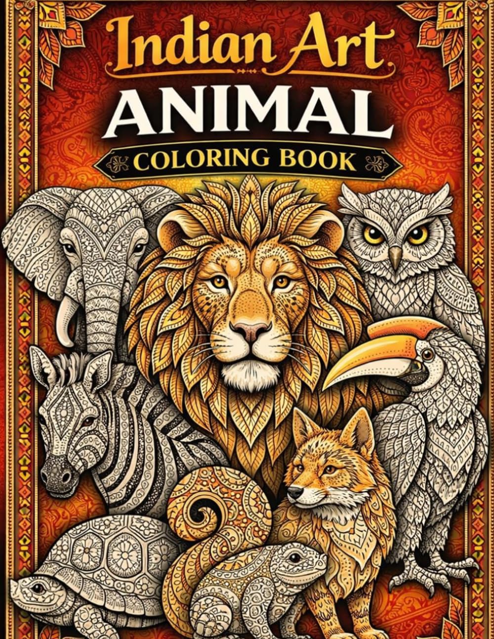 Indian Art Animal Coloring Book for Adults Relaxing Mandala & Paisley Designs | 40 Stress Relief Pages: A Beautiful Collection of Intricate Animal ... (The Indian Art Coloring Book Collection)