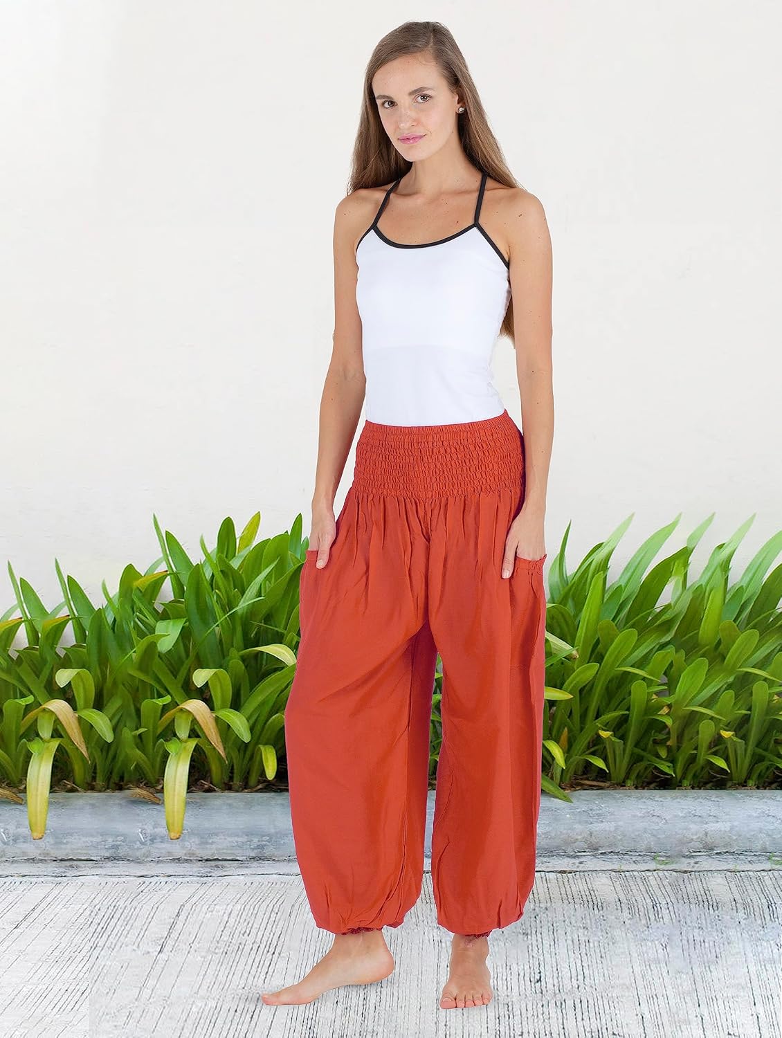 HOMECLASS6 Thai Harem Pants Women, Casual Bohemian Hippie Boho Yoga Pants with Deep Pockets - Image 2