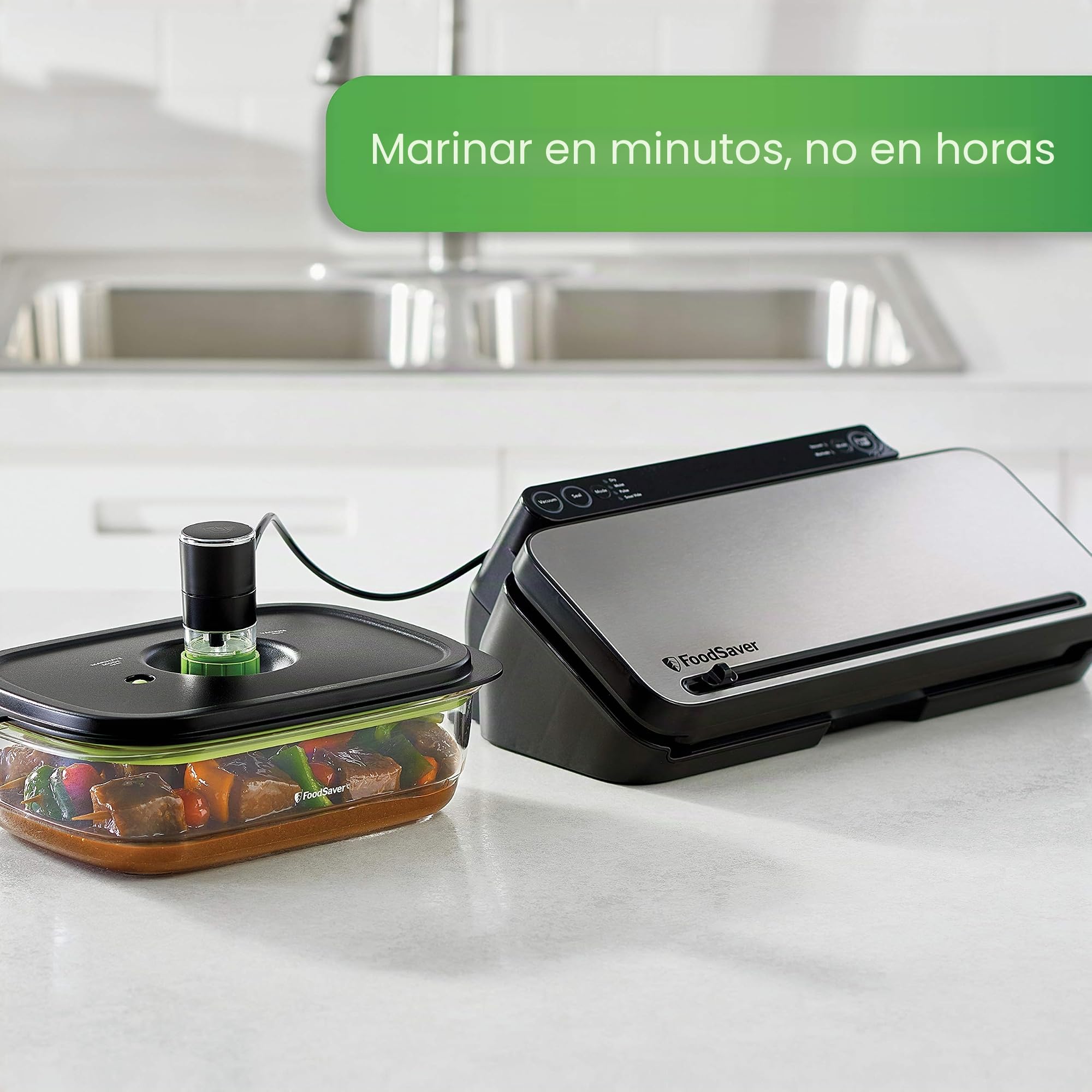 FoodSaver 2129973 Conservar y marinar 10 tazas de sellado al vacío – Contenedor para marinar rápido o congelador y almacenamiento de despensa, transparente