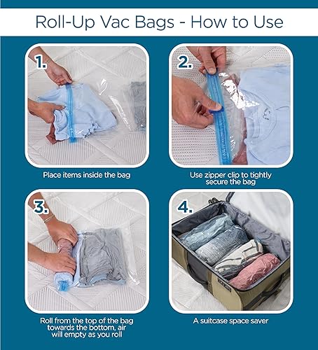 Miniatura 7 de Honey-Can-Do Paquete de 12 bolsas de almacenamiento de vinilo con cremallera para equipaje, incluye 5 grandes, 5 medianas y 2 pequeñas