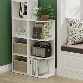 Furinno Corner Shelf Pasir Series 3-Tier, W 12 x D 9.3 x H 31.5 inches 30.5 x 23.6 x 80 cm, White, 21177WH