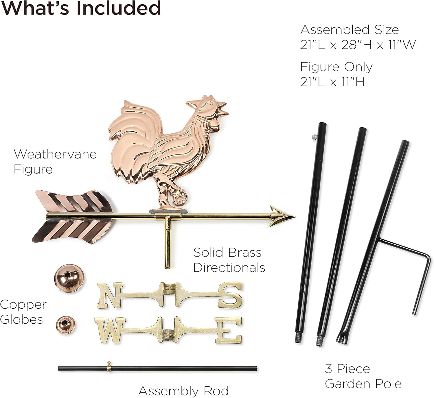 Good Directions Cottage Rooster Weathervane with Garden Pole