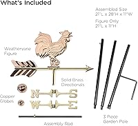 Vista 4 de Good Directions 802PG - Veleta de jardín de gallo, cobre pulido con poste de jardín