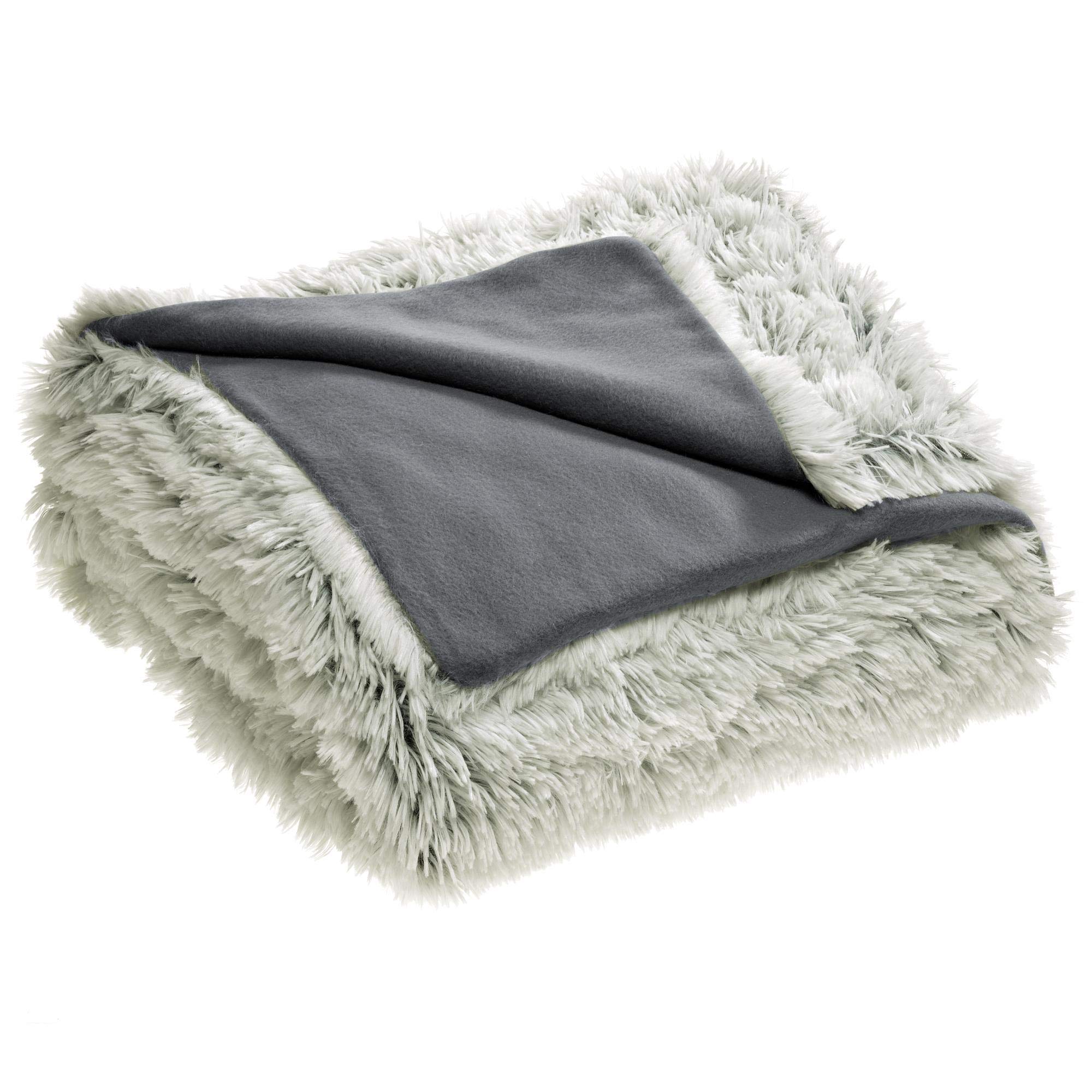 CelinaTex Shetland Ropa de Cama Reversible vellón Aspecto flokati Invierno 135 x 200 cm Crema Gris