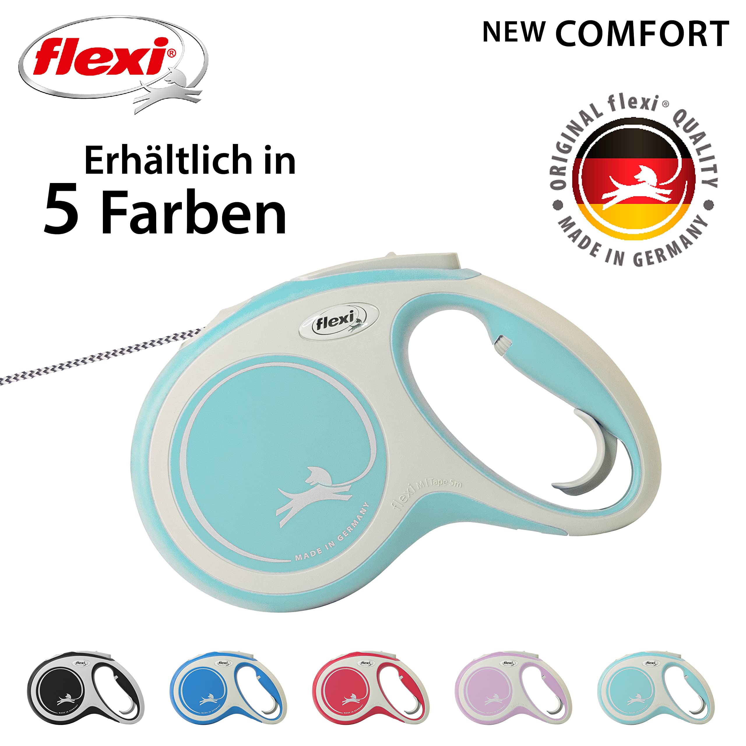 flexi Hundeleine, ausziehbar, mit weichem Griff, 3 m / 5 m / 8 m / 8 m / 8-20 kg, 4000498043110, blau, small