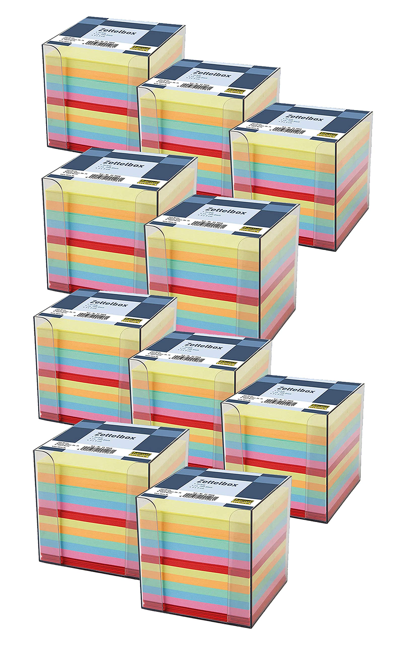 Idena 311068 - Zettelbox, 9 x 9 x 10 cm, 700 Blatt (10x Zettelbox, farbig sortiert, 1)