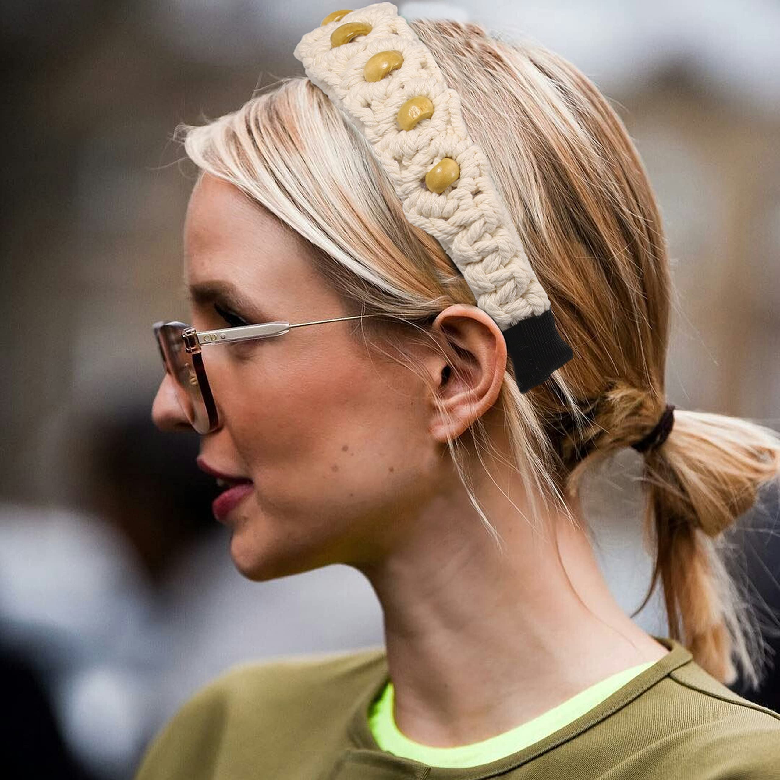 Amazon.com : Sinalty Boho Wide Headbands White Non Slip  display picture 3
