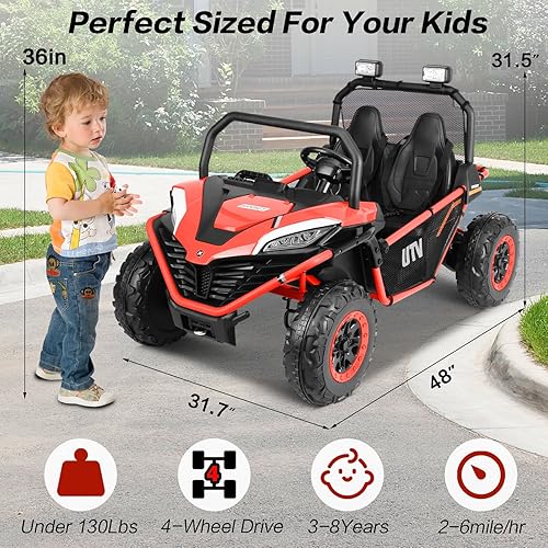 Miniatura 7 de ALINUX Vehículos eléctricos todoterreno de 24 V, 10 AH, 2 plazas, vehículos eléctricos todoterreno para niños con control remoto, Bluetooth,