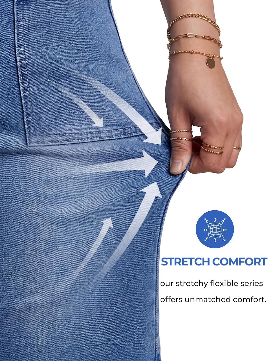EMMIOL Women's Wide Leg Jeans Baggy Jeans Mid Waist Stretch Boyfriend Denim Pants Vintage Trousers with Pocket