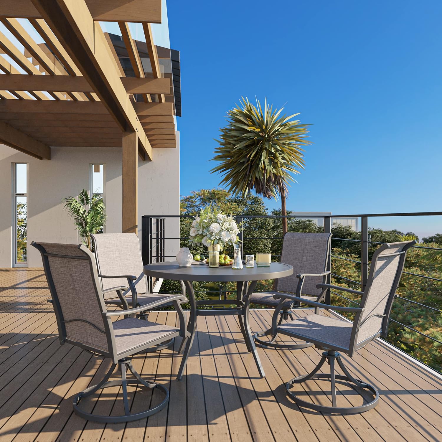 VICLLAX 5 Pieces Patio Furniture Set Includes 42" Round