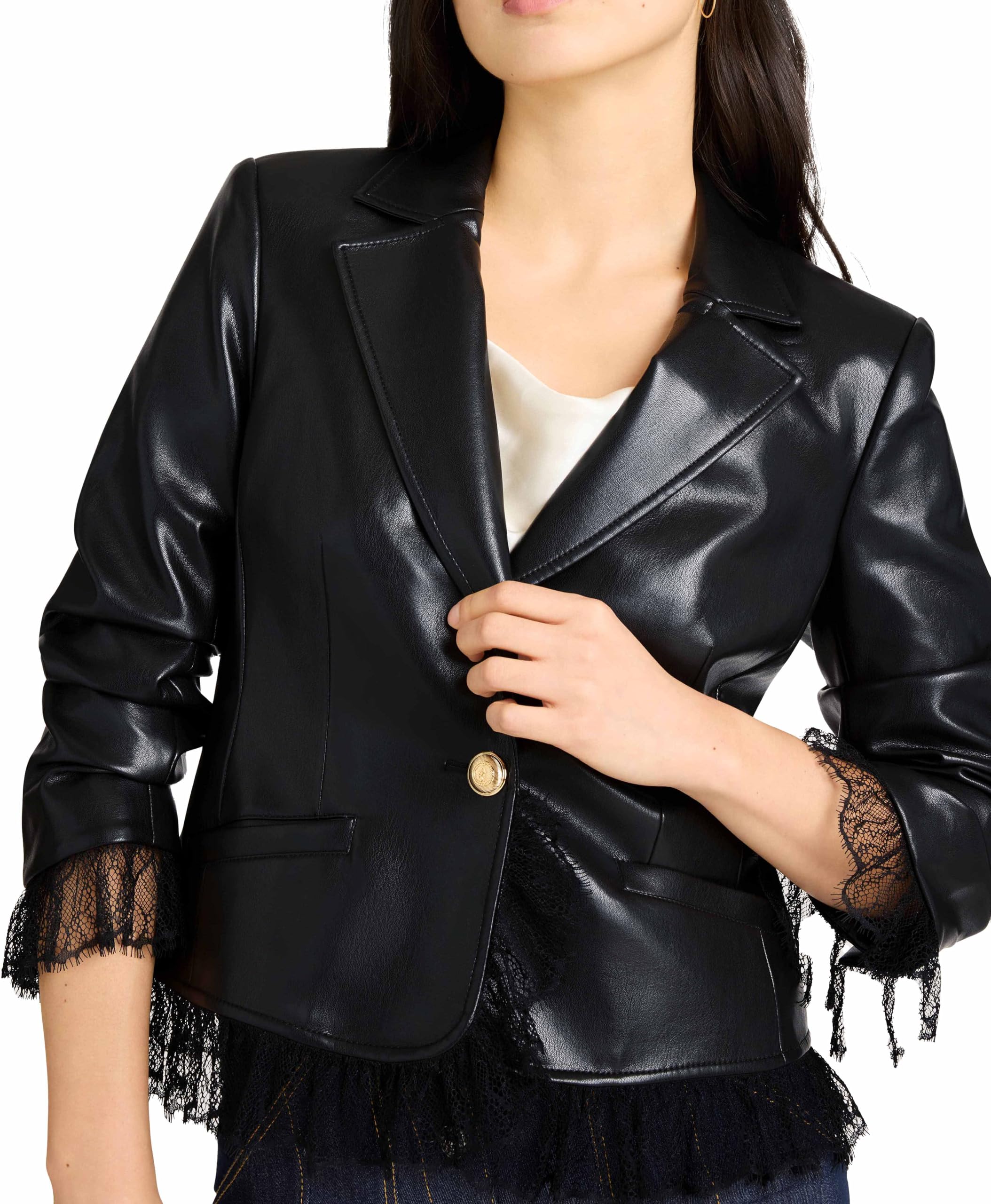 Cinq Sept Womens Vegan Leather Le Petit Roxie Blazer