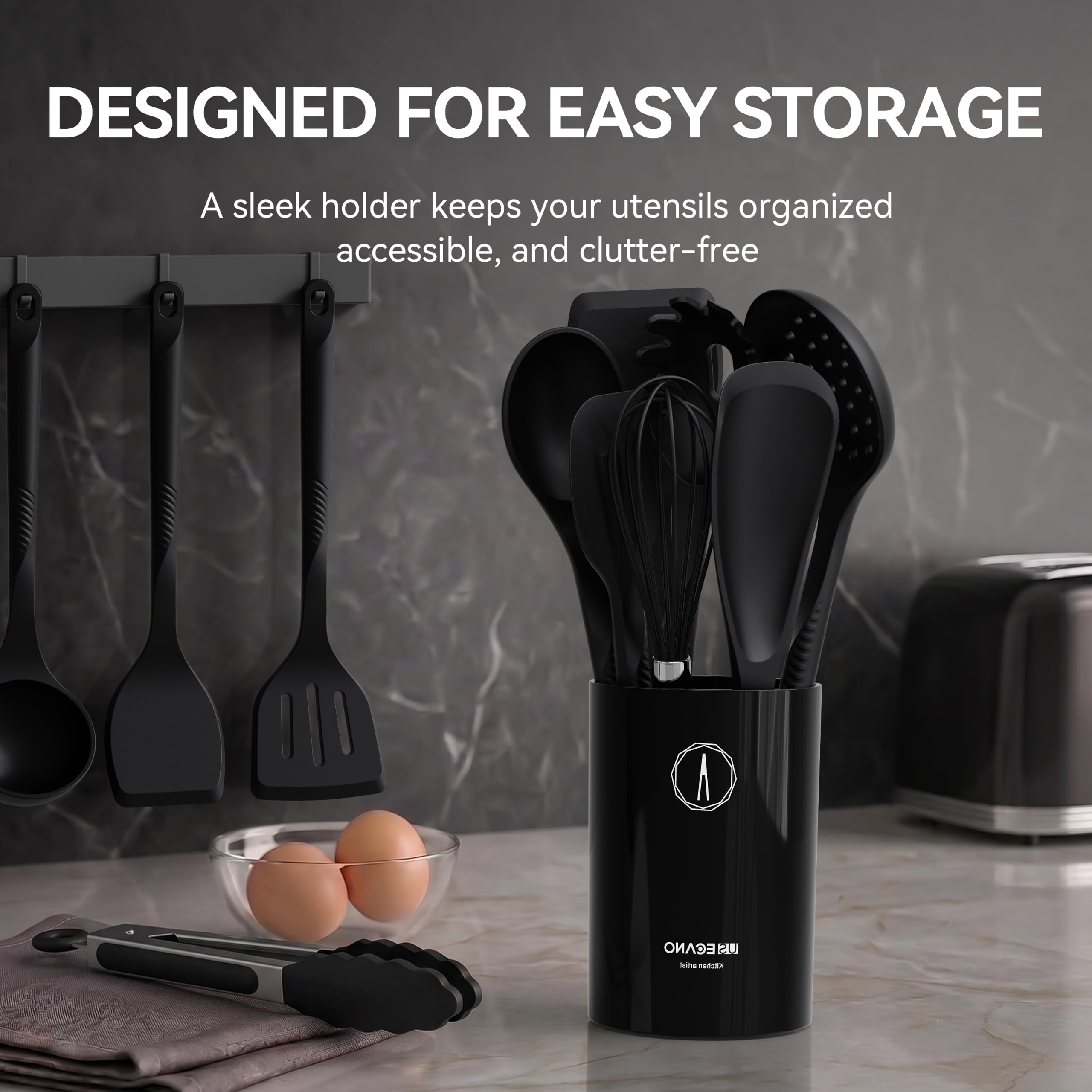 Silicone Cooking Utensils Set - Heat Resistant & Nonstick -8