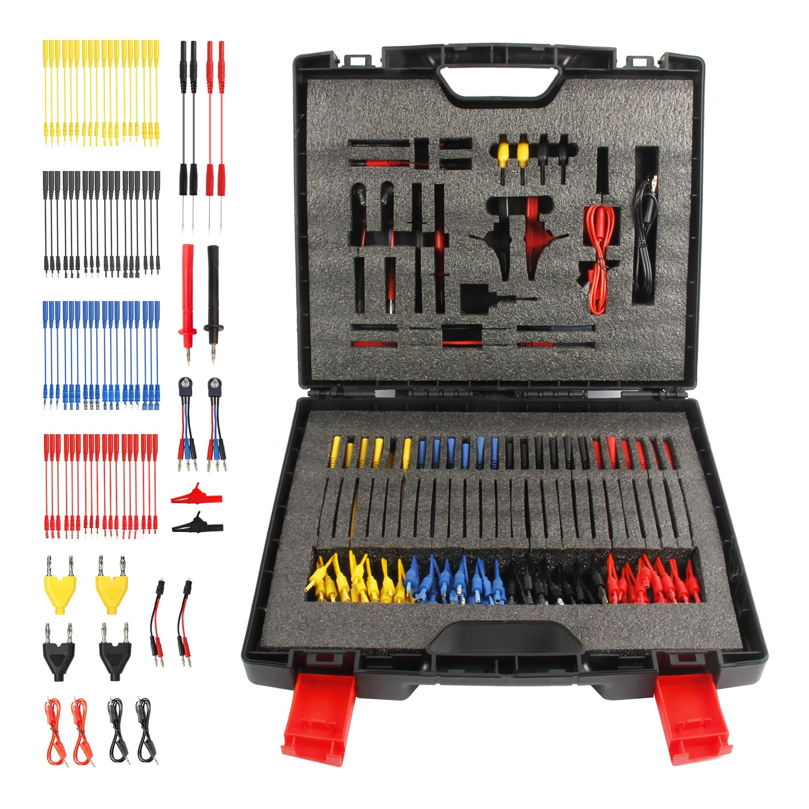 AUTOOL 68PCS Multimeter Test Leads Kit, Test Leads with Replaceable Wire Piercing Probes, 32A/1000V Alligator Clips, Banana Plug Adapters, Jumpers, Extension Male to Female Connector 4mm Banana Plug — Amazon image 10