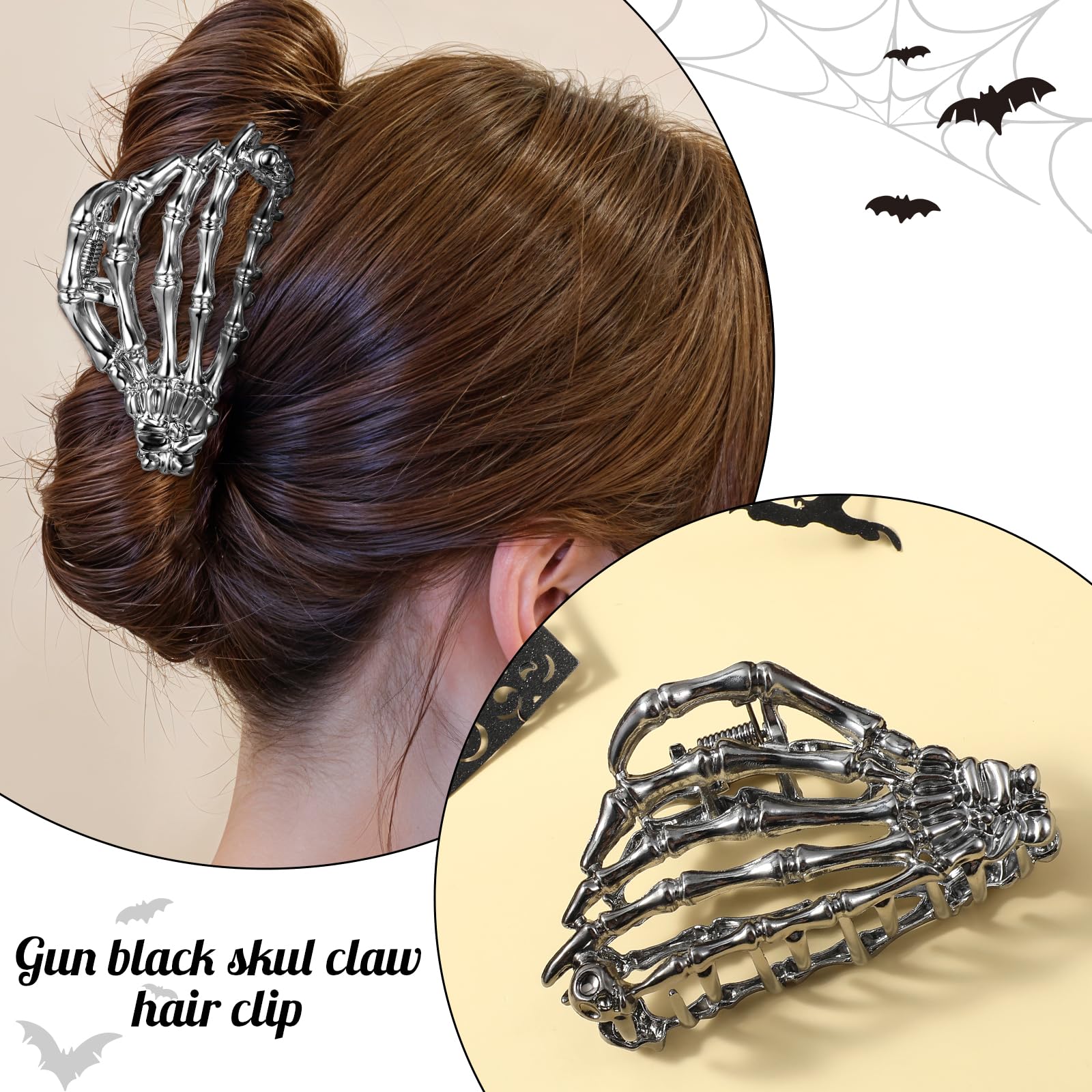 JIEYAO Halloween Spider Web Metal Hair Clips, Goth Alloy Hair Claw Clip - Image 3