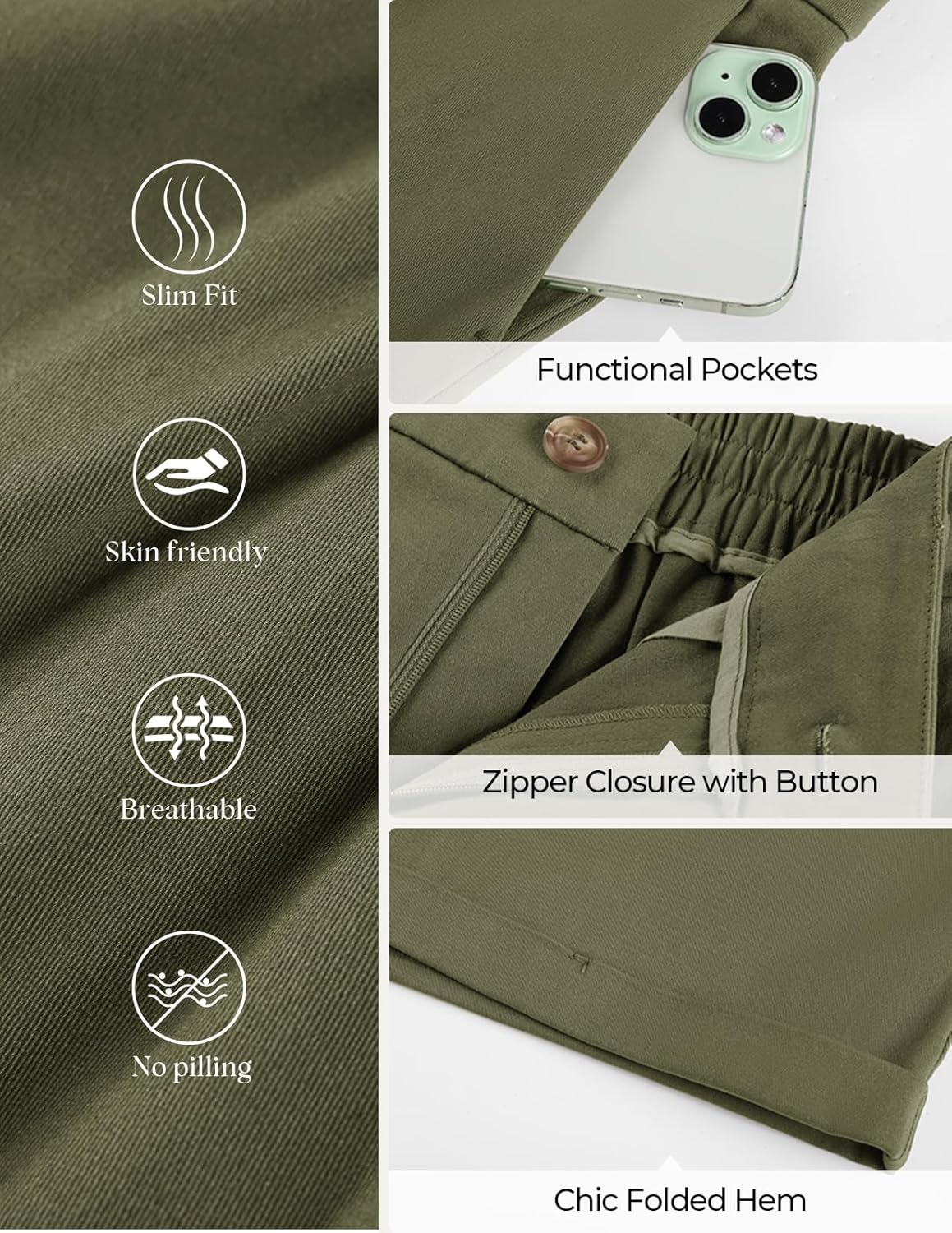 Belle Poque Women Dressy Shorts High Waisted Wide Leg Shorts with Pockets - Image 6