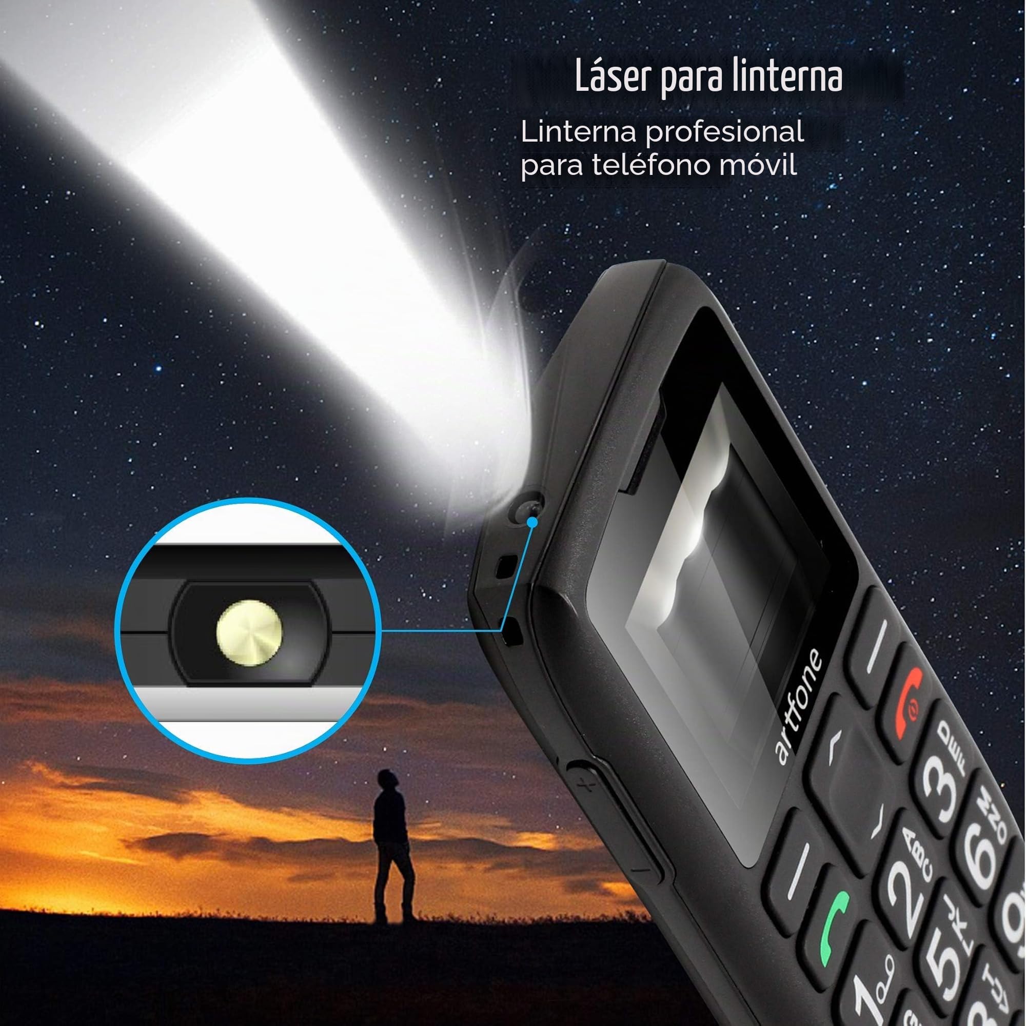artfone C1+ gsm Teléfono Móvil para Personas Mayores丨Senior Móviles de Teclas Grandes丨Base Cargadora丨Doble SIM丨FM Radio丨Llamada Rápida丨Botón SOS丨Volumen Alto丨Batería de 1800 mAh丨USB-C - Negro