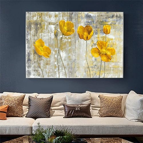 Miniatura 1 de Cuadro de flores - Carteles de paisaje de flores amarillas Cuadro de arte de pared - Impresión en lienzo - Decoración de la pared de la sala de